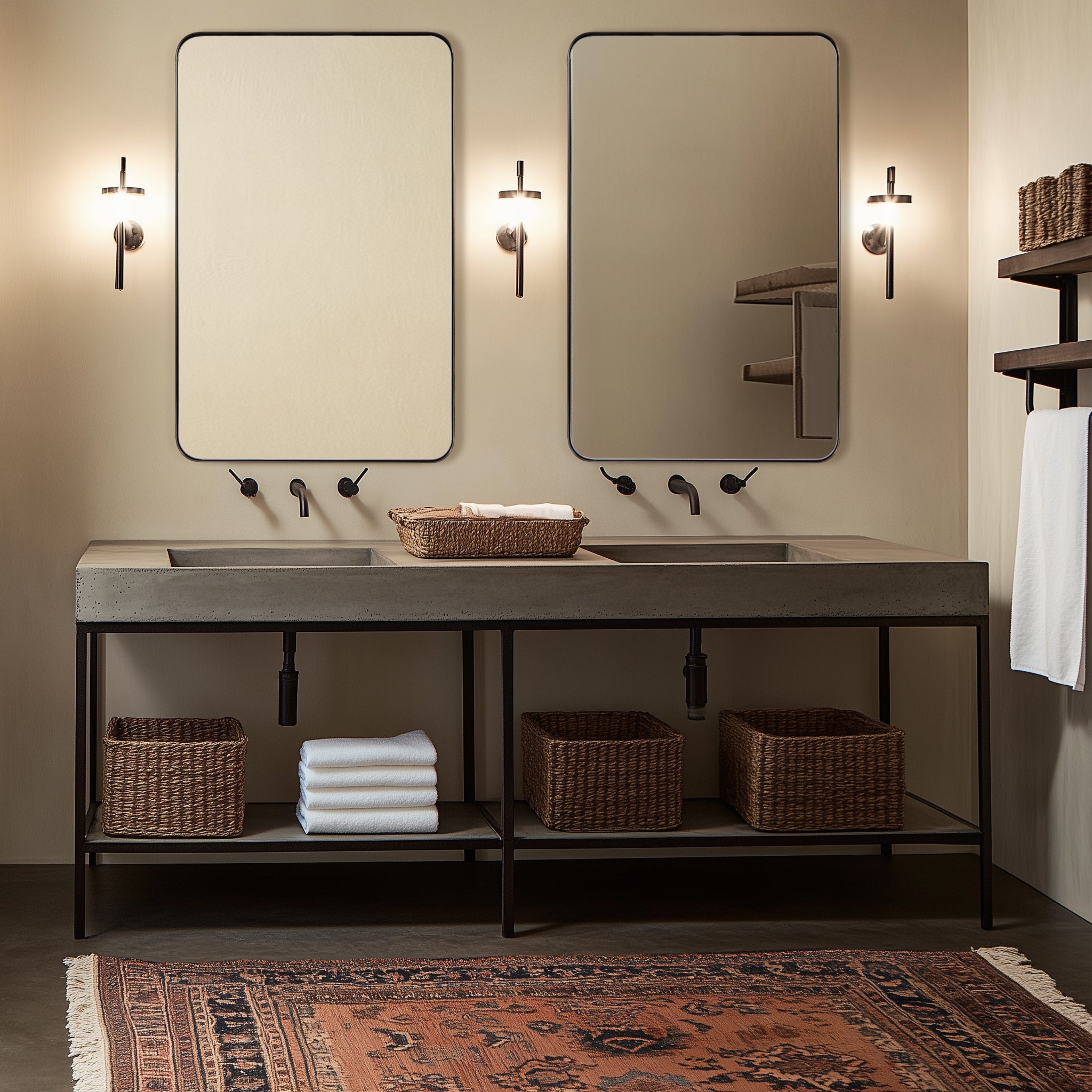 Modern Rounded Rectangle Mirror for Bathroom/ Vanity/ Wall | Stainless Steel Frame