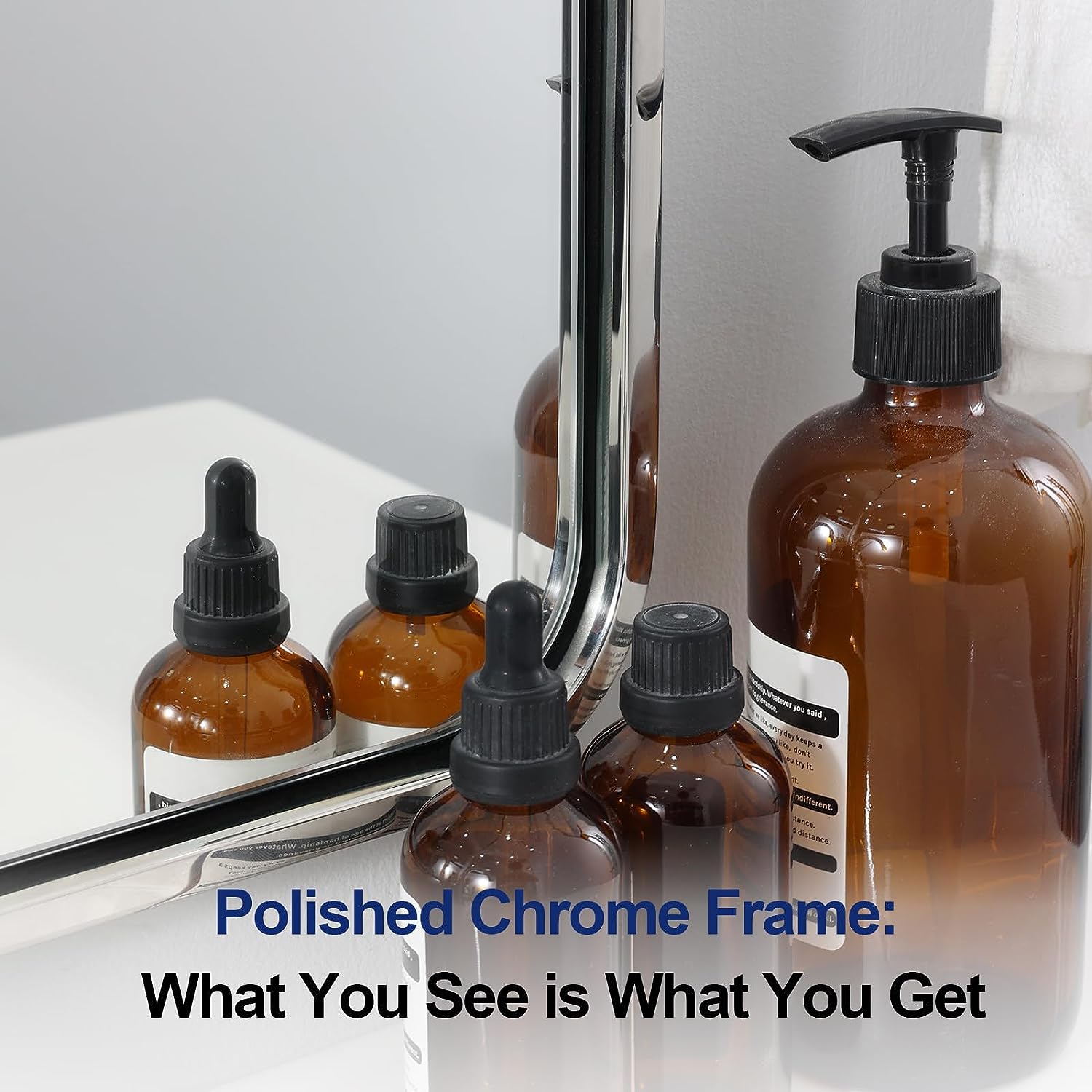 Modern Bold Framed Rectangle Wall Mirrors for Bathroom Wall| Stainless Steel Framed