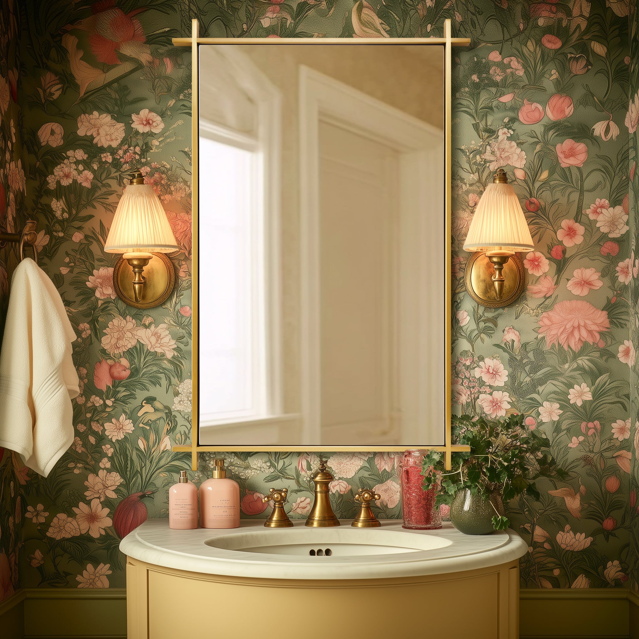 Vintage Cross Corner Rectangle Bathroom Wall Mirrors | Stainless Steel Framed