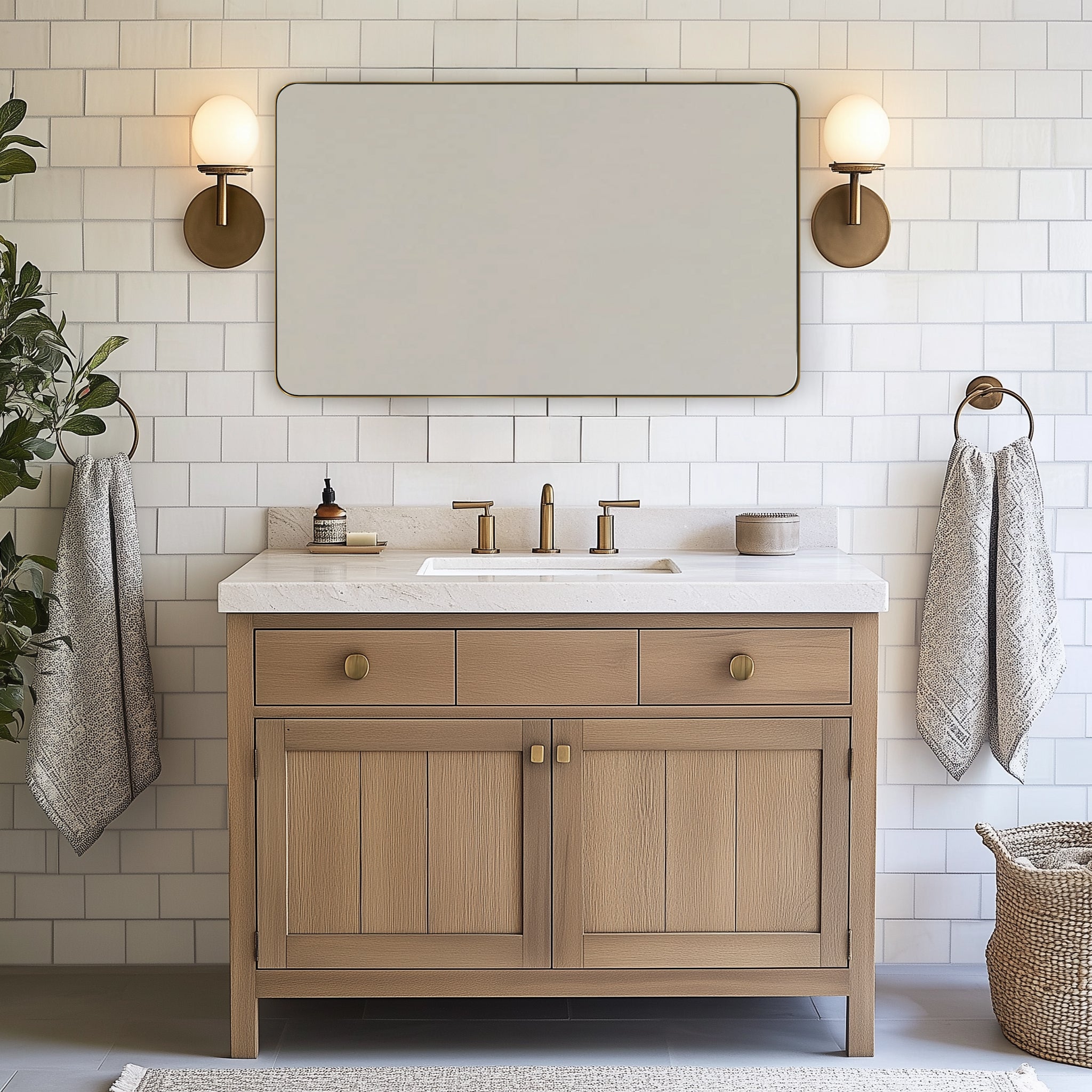 Modern Rounded Rectangle Mirror for Bathroom/ Vanity/ Wall | Stainless Steel Frame