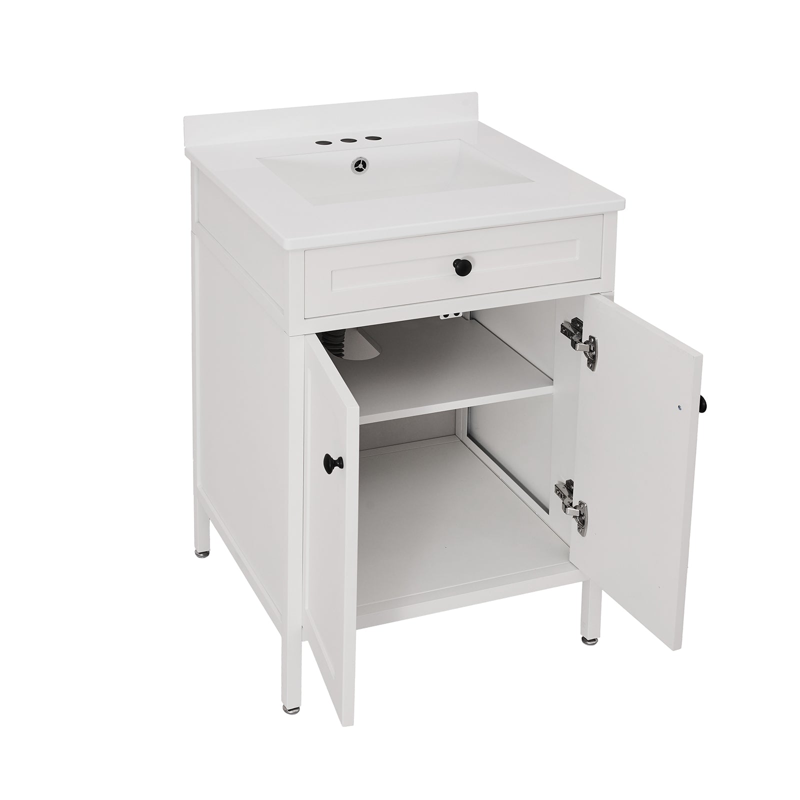 Modern Bathroom Vanity with Sink Combo, Bathroom Vanity Cabinet with 2 Doors and Shelf