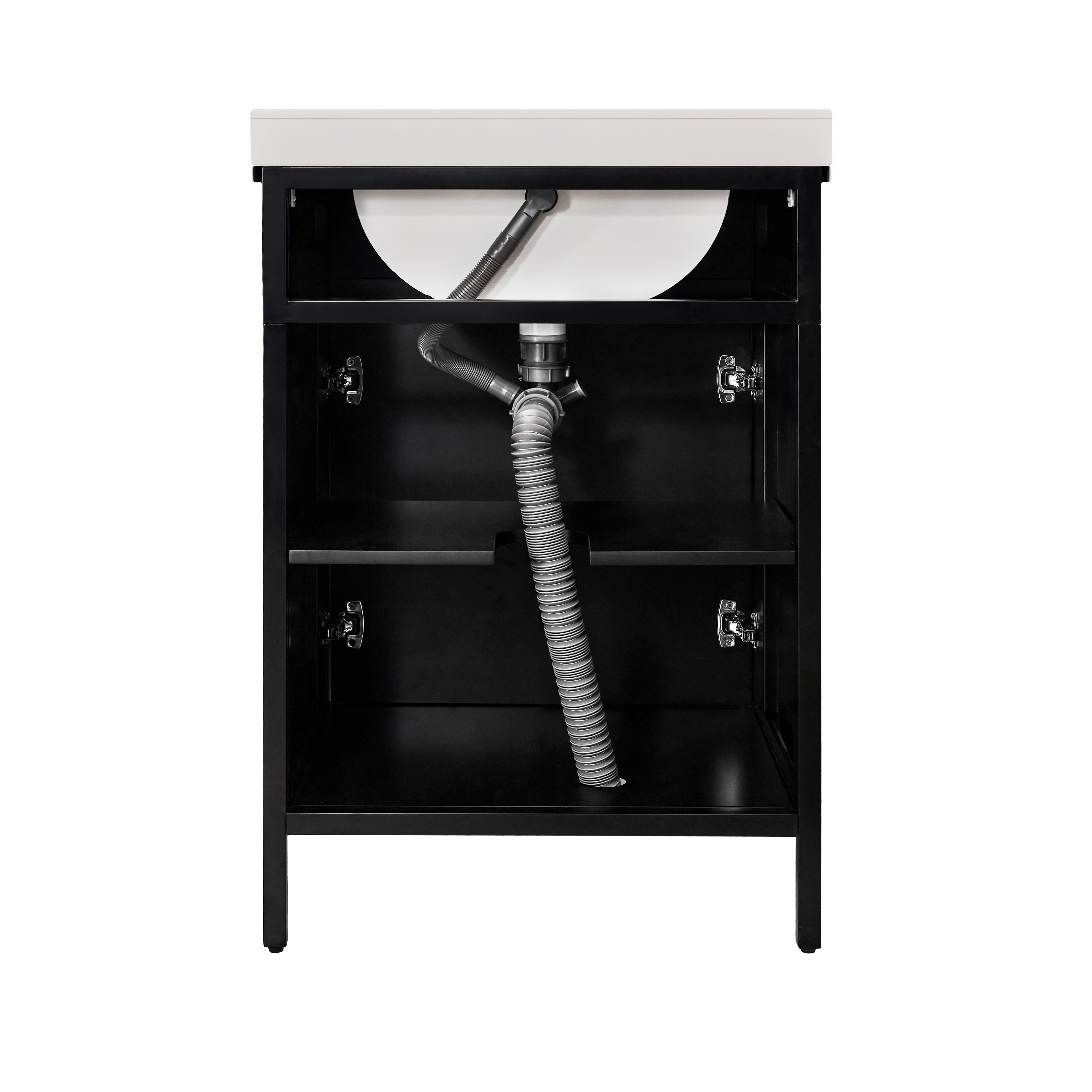 Modern Bathroom Vanity with Sink Combo, Bathroom Vanity Cabinet with 2 Doors and Shelf