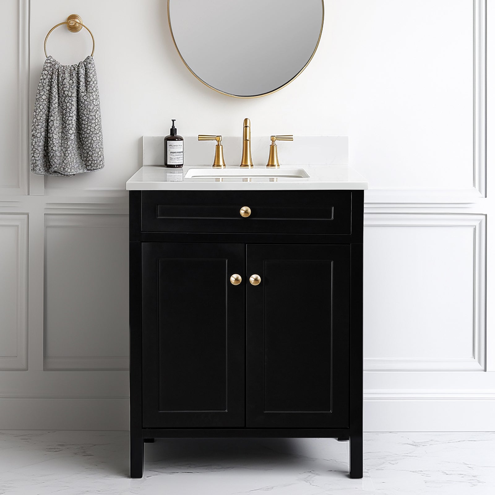 Modern Bathroom Vanity with Sink Combo, Bathroom Vanity Cabinet with 2 Doors and Shelf