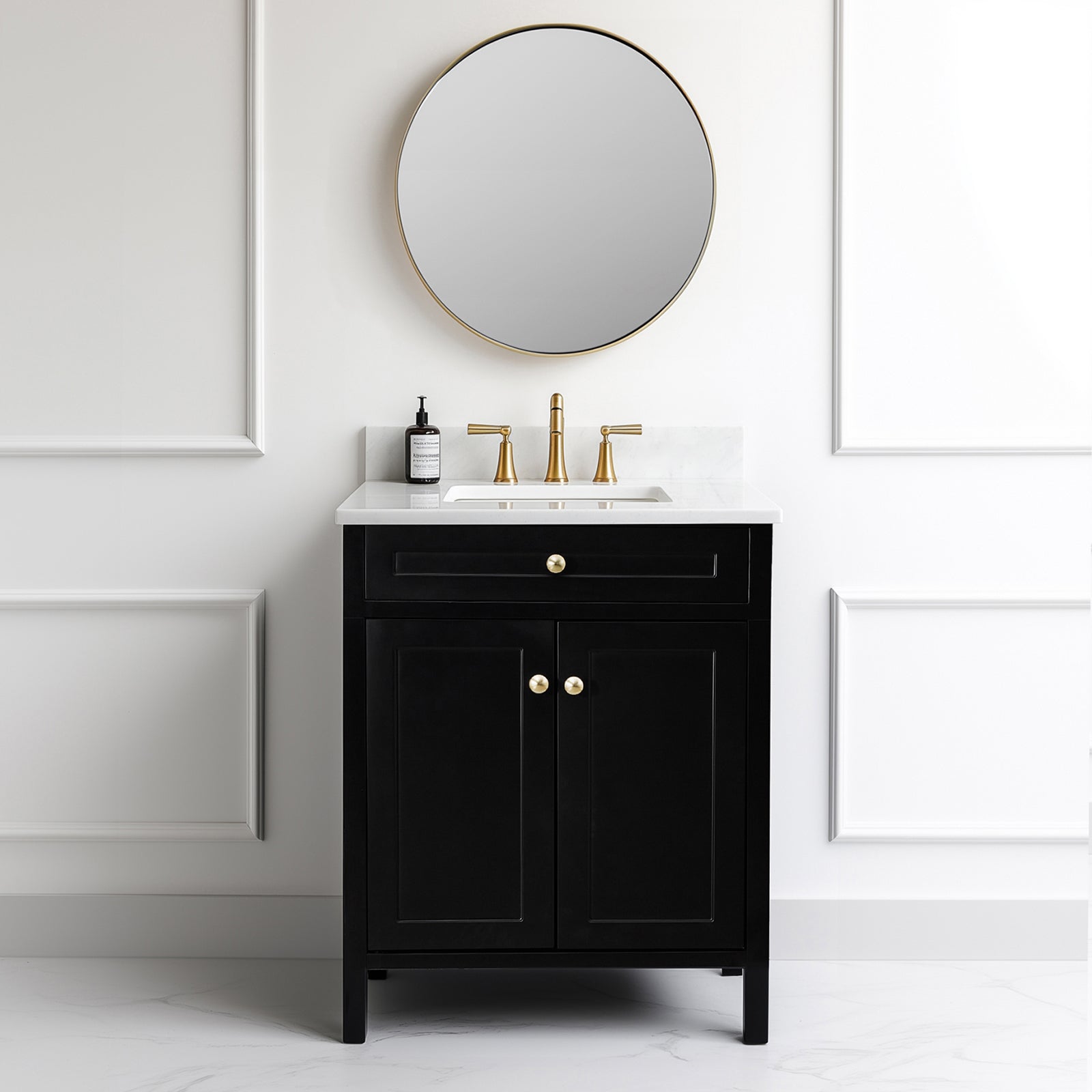 Modern Bathroom Vanity with Sink Combo, Bathroom Vanity Cabinet with 2 Doors and Shelf