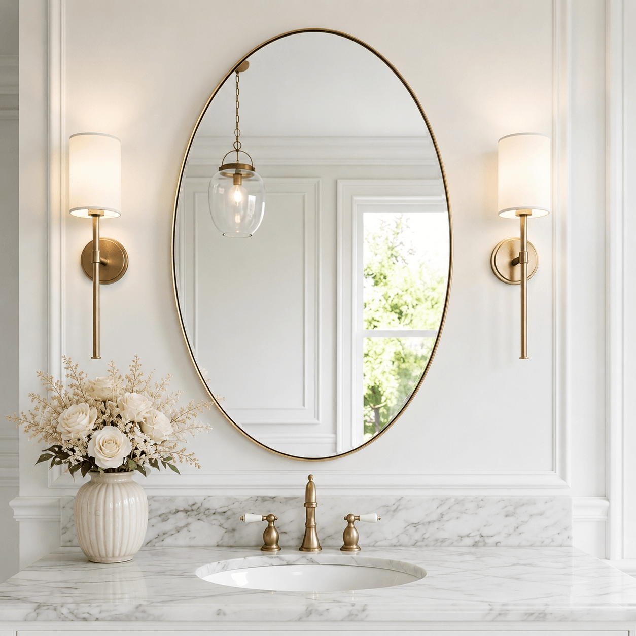 Modern Oval Bathroom Wall Mirrors |Stainless Steel Framed