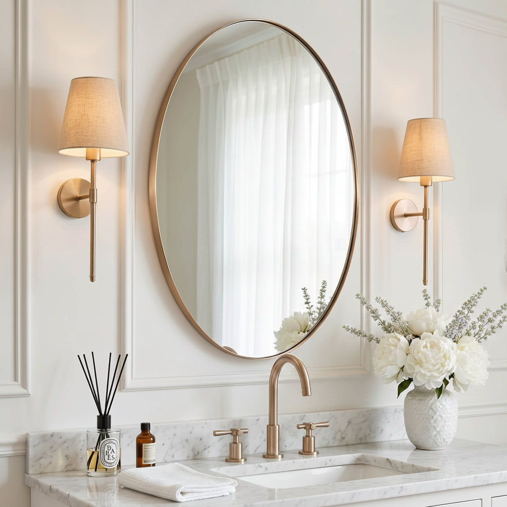 Modern Oval Bathroom Wall Mirrors |Stainless Steel Framed