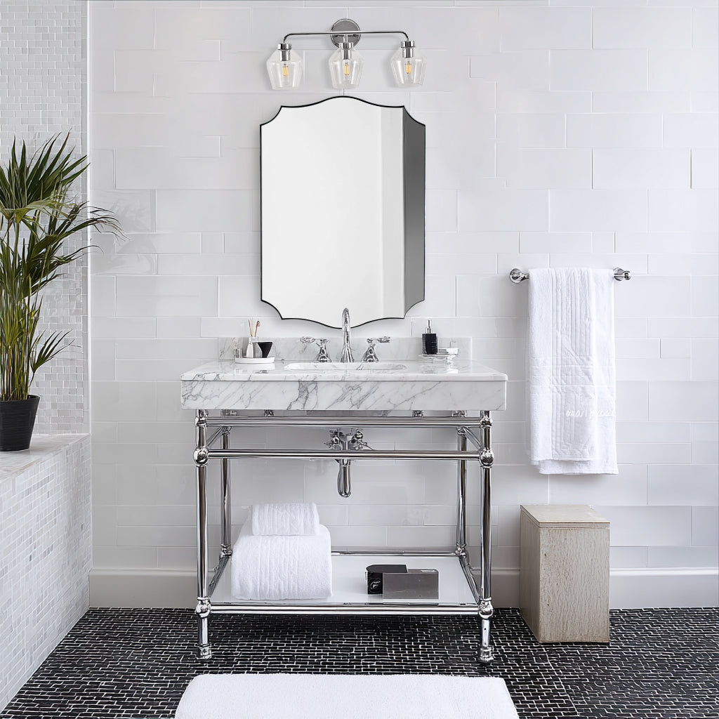 Contemporary Metal Frame Clear Glass Shade Wall Sconce Bathroom Vanity Light