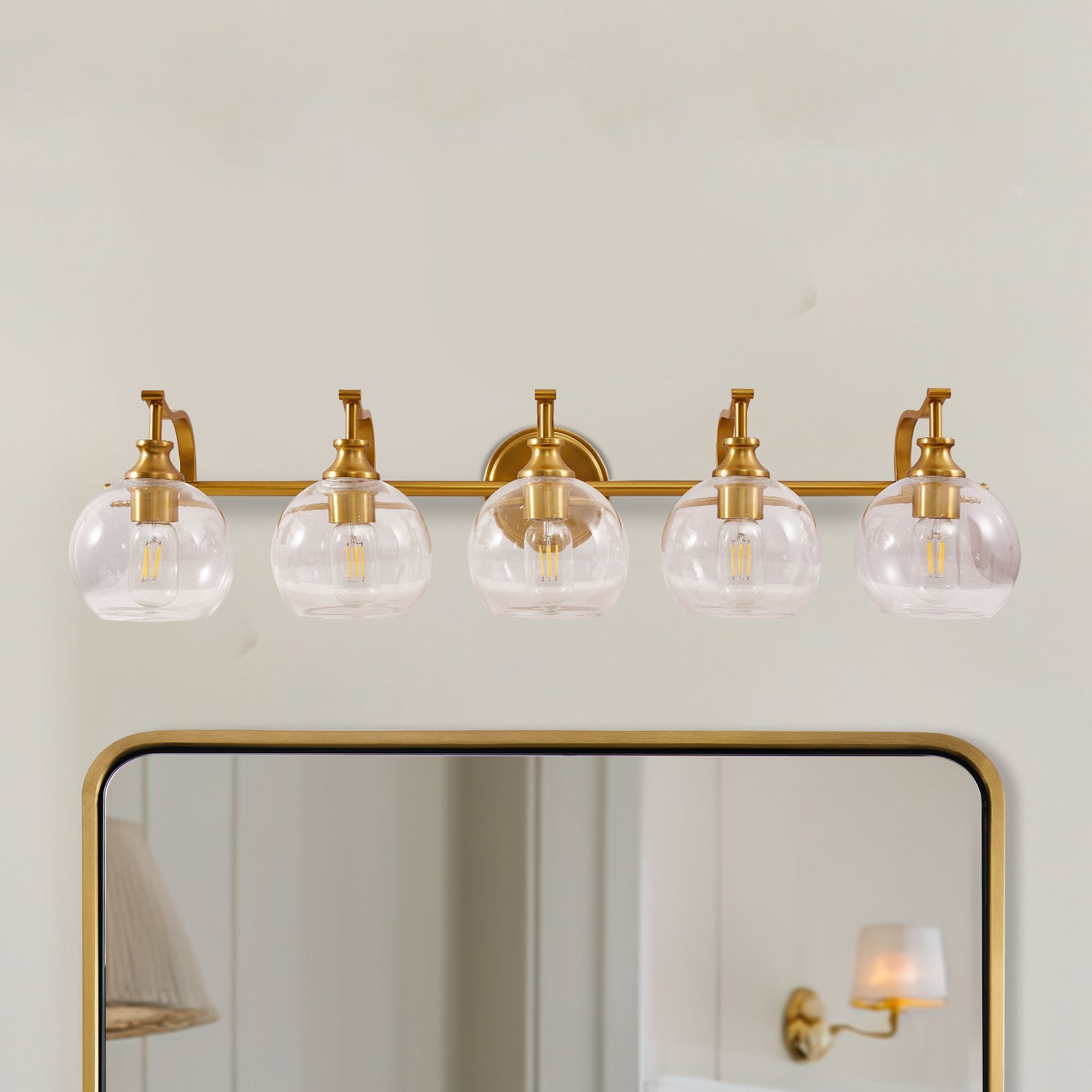 Modern Clear Globe Glass Shade Metal Crank Frame Bathroom Sconces