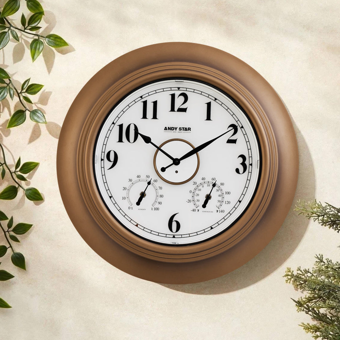 Contemporary Large Outdoor Wall Clock with Thermometer Weatherproof Illuminated ,21 Inch