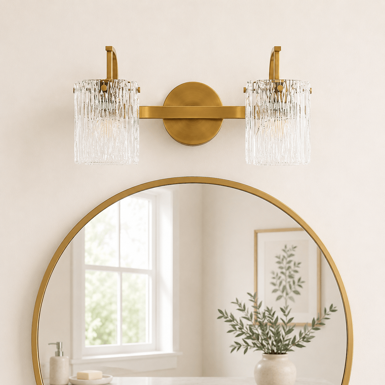 Luxury Textured Glass Shade Bathroom Vanity Light Sconce