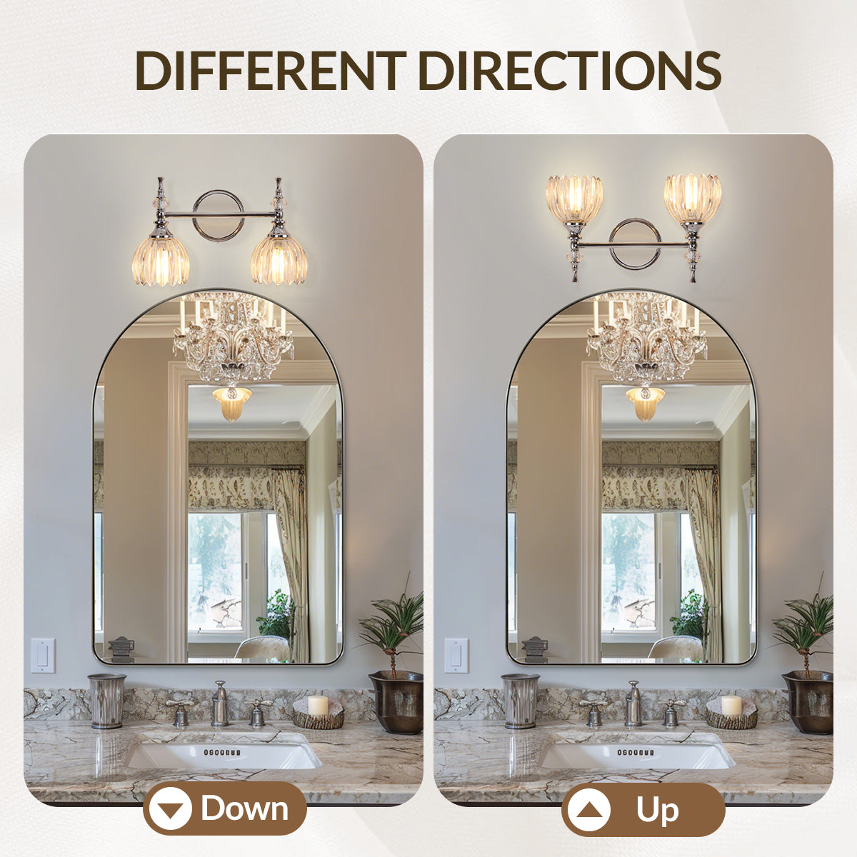 Contemporary Tulip Glass Shade Bathroom Lights Gold Wall Sconces