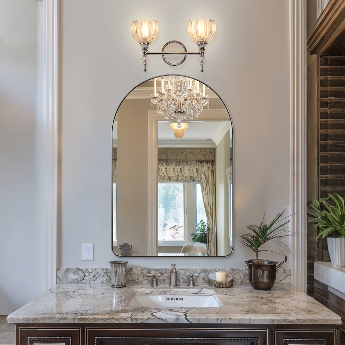 Contemporary Bathroom Vanity Light Fixtures with Tulip Glass Shade Sconces for Bath,Bedroom, Hallway