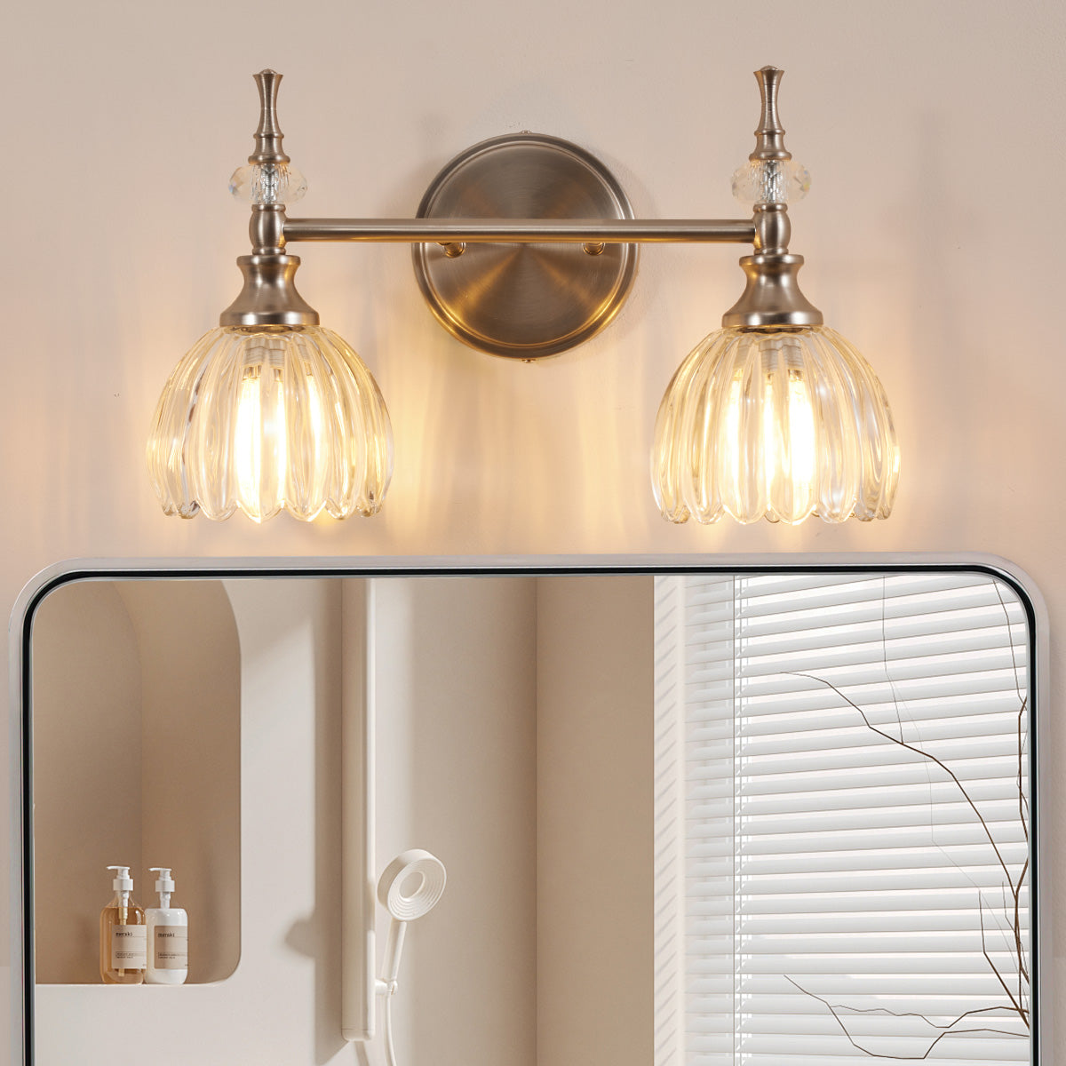 Contemporary Bathroom Vanity Light Fixtures with Tulip Glass Shade Sconces for Bath,Bedroom, Hallway