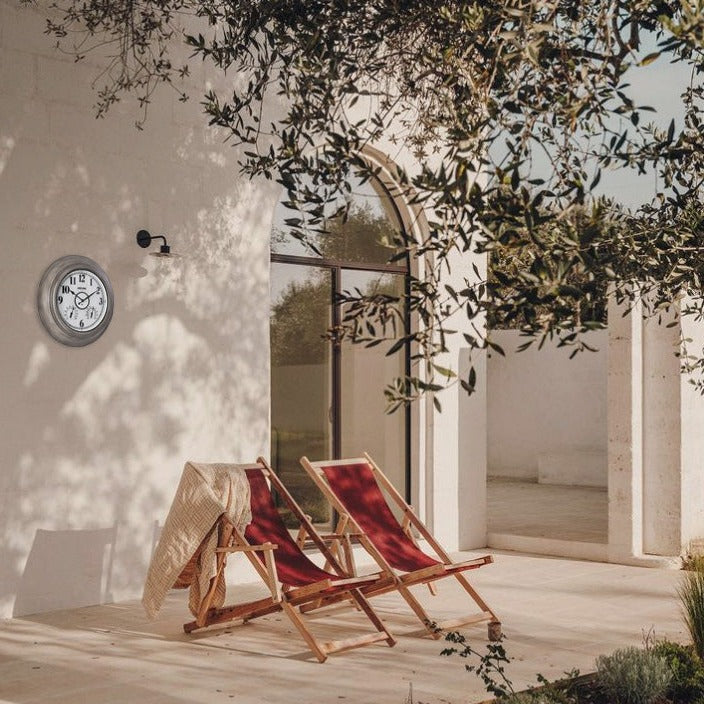 Oak 21 inch Illuminated Outdoor Clocks with Thermometer Weatherproof Waterproof