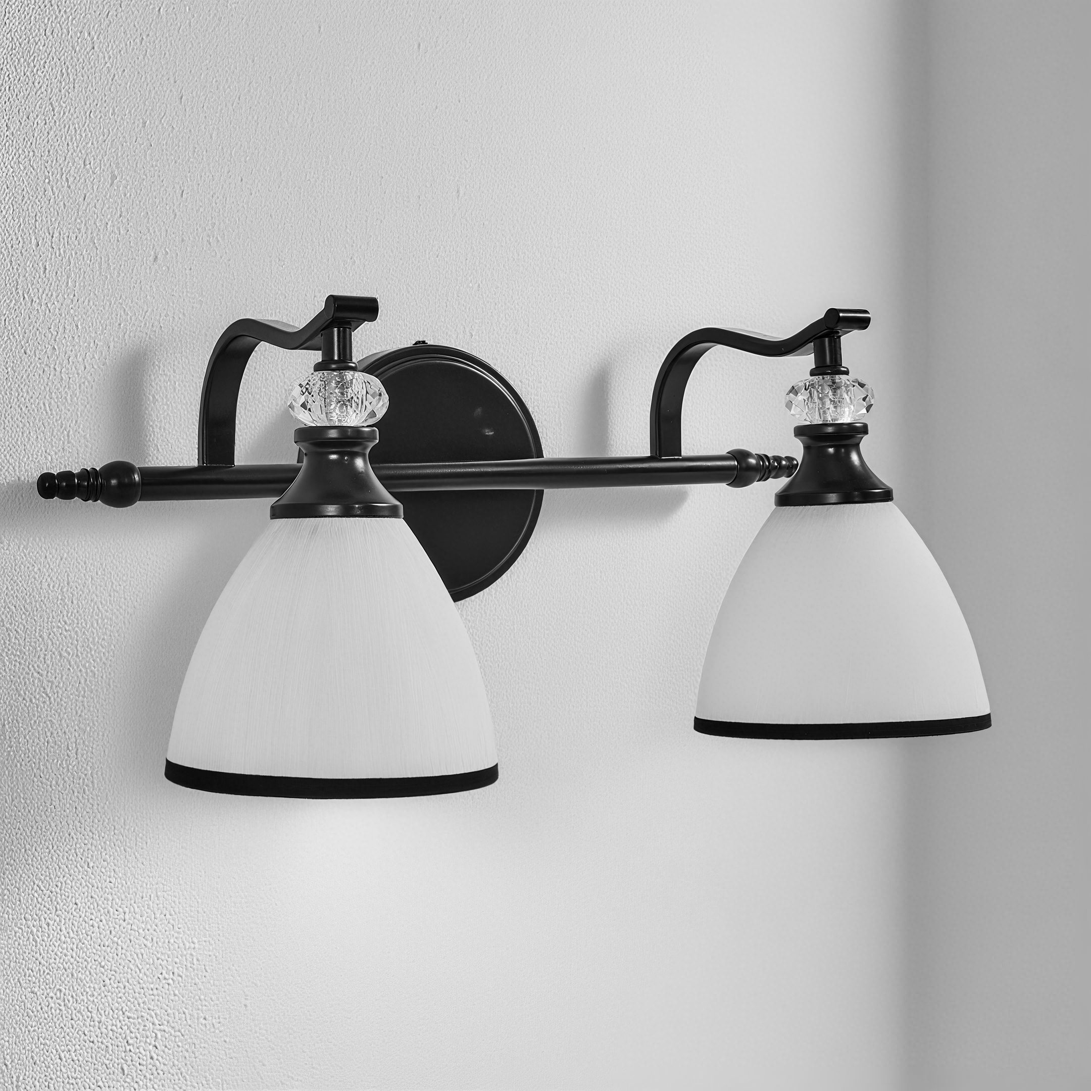 Artistical Metal Crank Frame White Frosted Trumpet Shade Bathroom Sconces