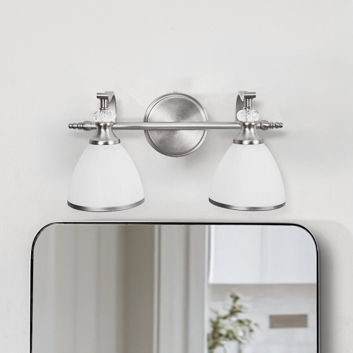 Vintage Frosted Trumpet Glass Shade Bathroom Vanity Light