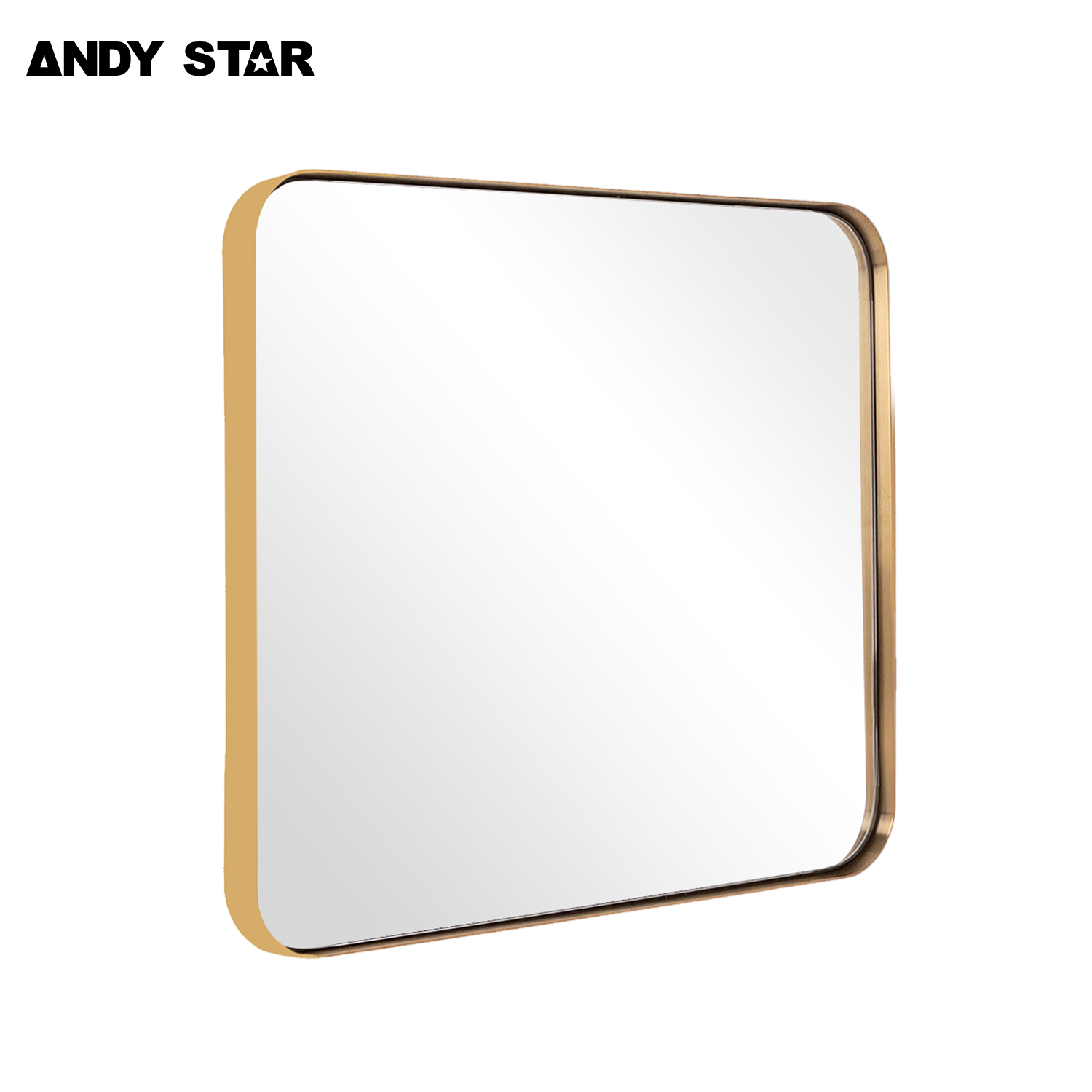 ANDY STAR Square Bathroom Mirror, Wall Decor Circle Mirror with Stainless Steel Frame