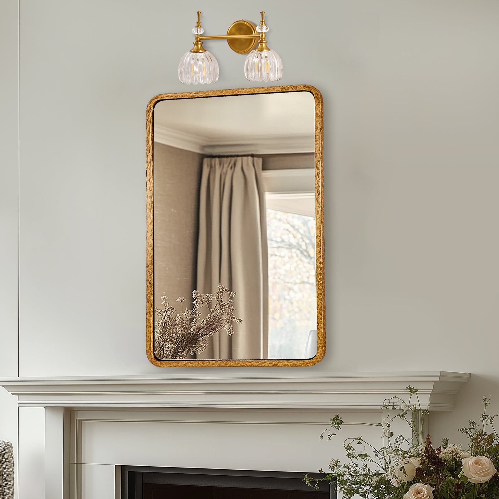 Contemporary Bathroom Vanity Light Fixtures with Tulip Glass Shade Sconces for Bath,Bedroom, Hallway