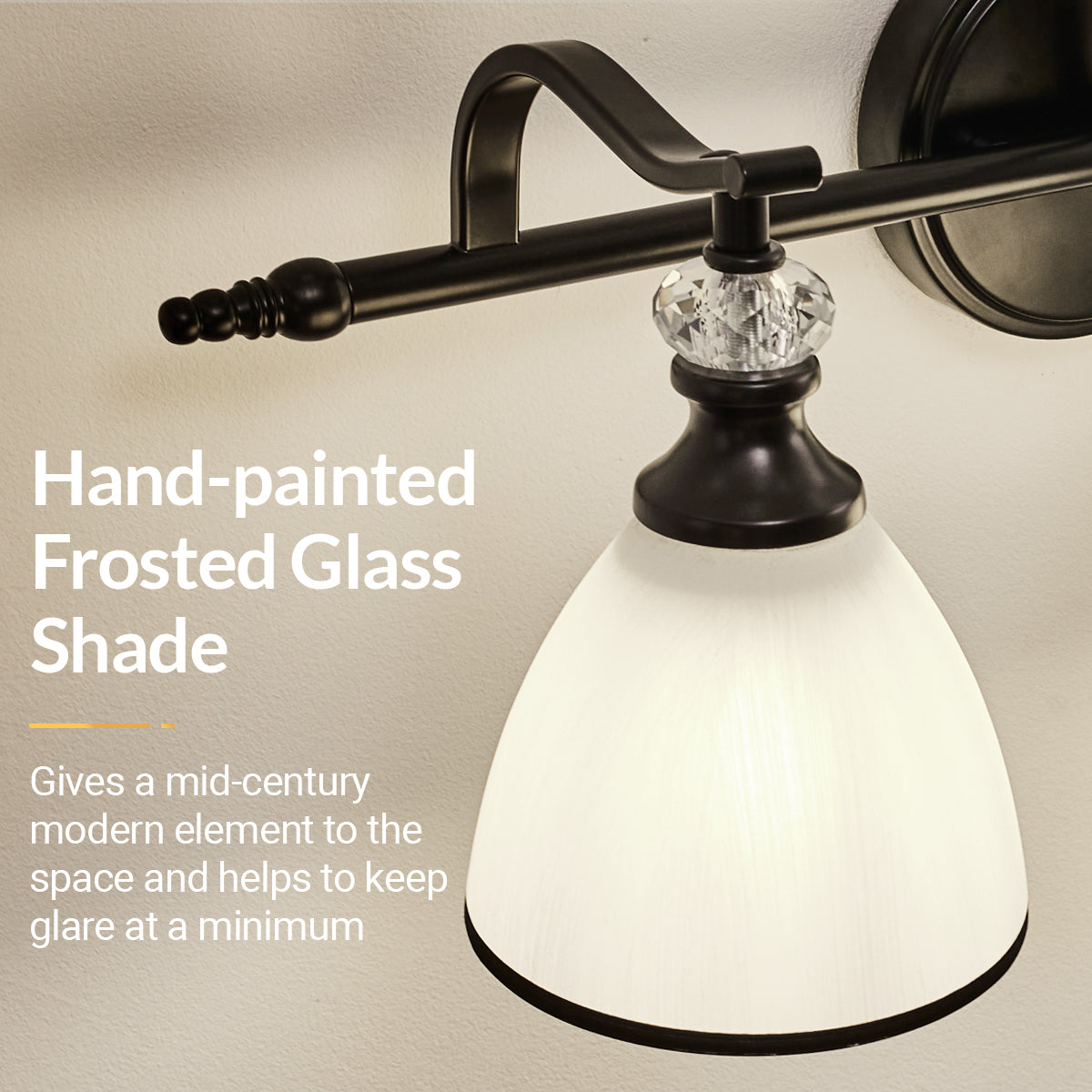 Artistical Metal Crank Frame White Frosted Trumpet Shade Bathroom Sconces