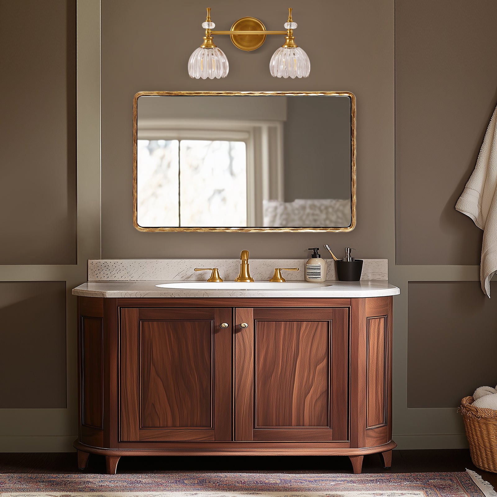 Contemporary Bathroom Vanity Light Fixtures with Tulip Glass Shade Sconces for Bath,Bedroom, Hallway