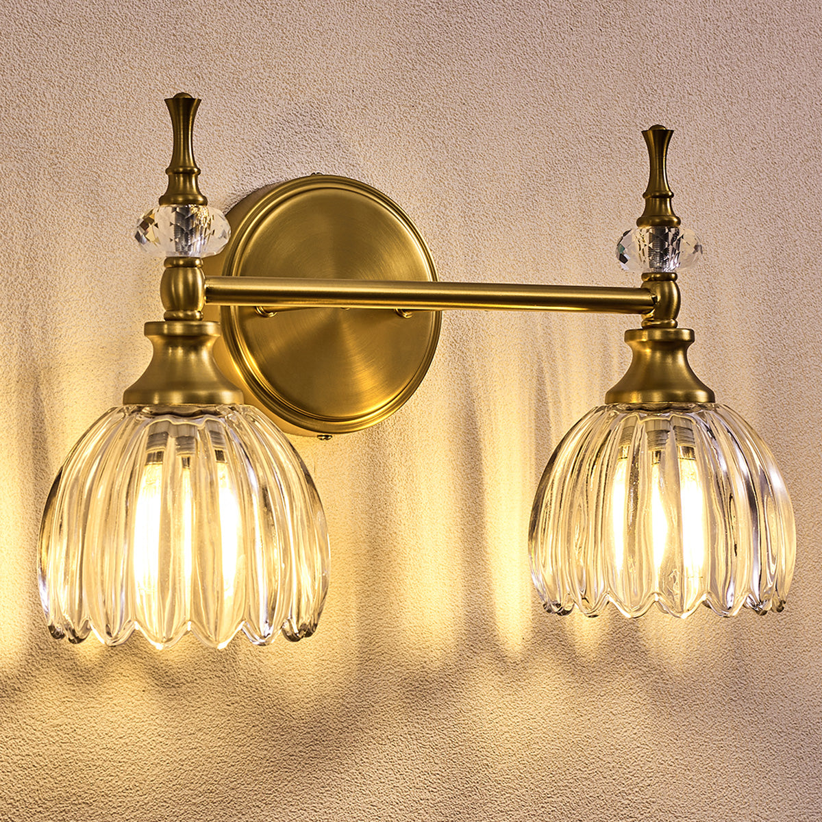 Contemporary Bathroom Vanity Light Fixtures with Tulip Glass Shade Sconces for Bath,Bedroom, Hallway