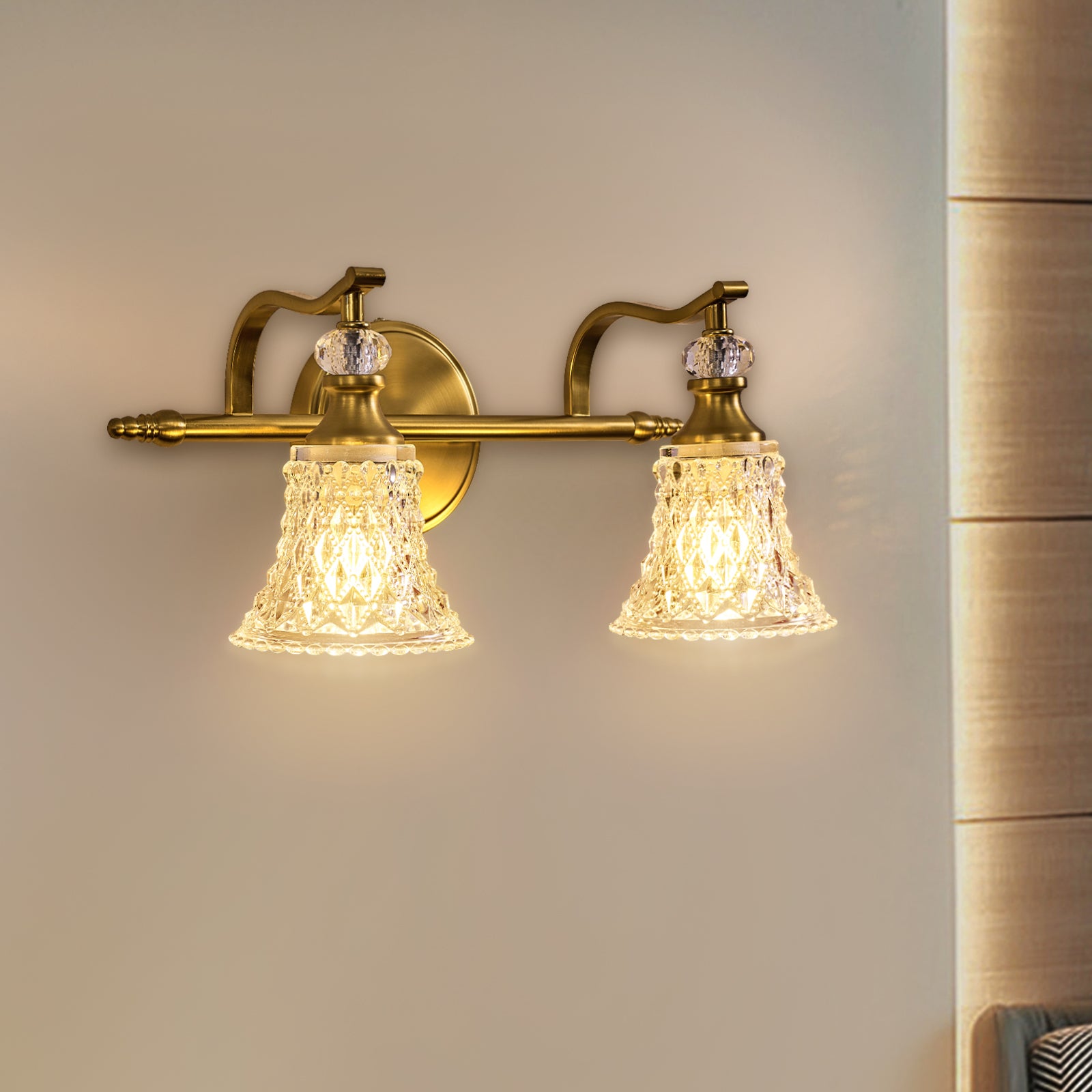 Vintage Crystal Metal Framed Sconces Bathroom Light Fixtures