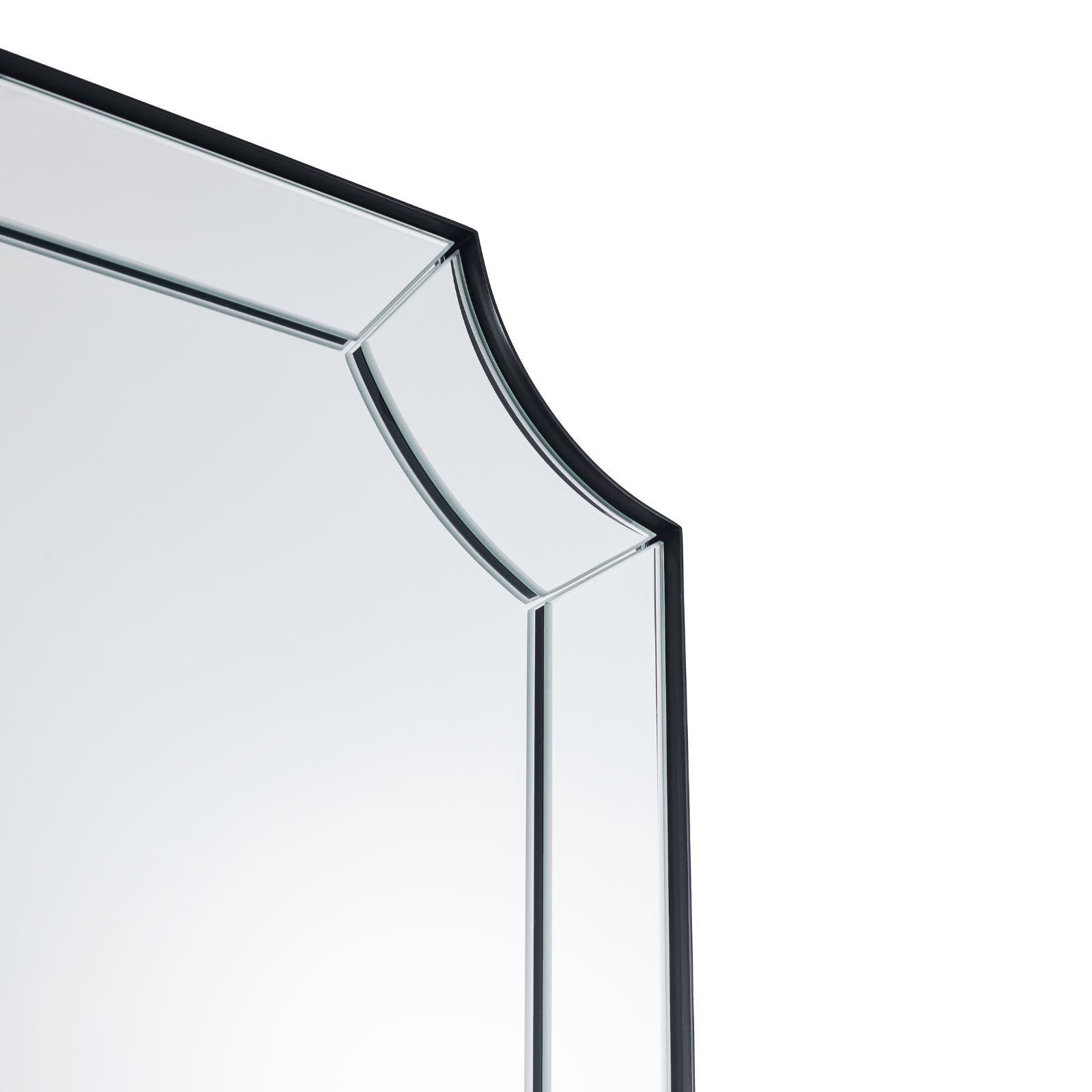 Minuette Glass Tiles Edge Scalloped Bathroom Vanity Mirrors | Stainless Steel Frame