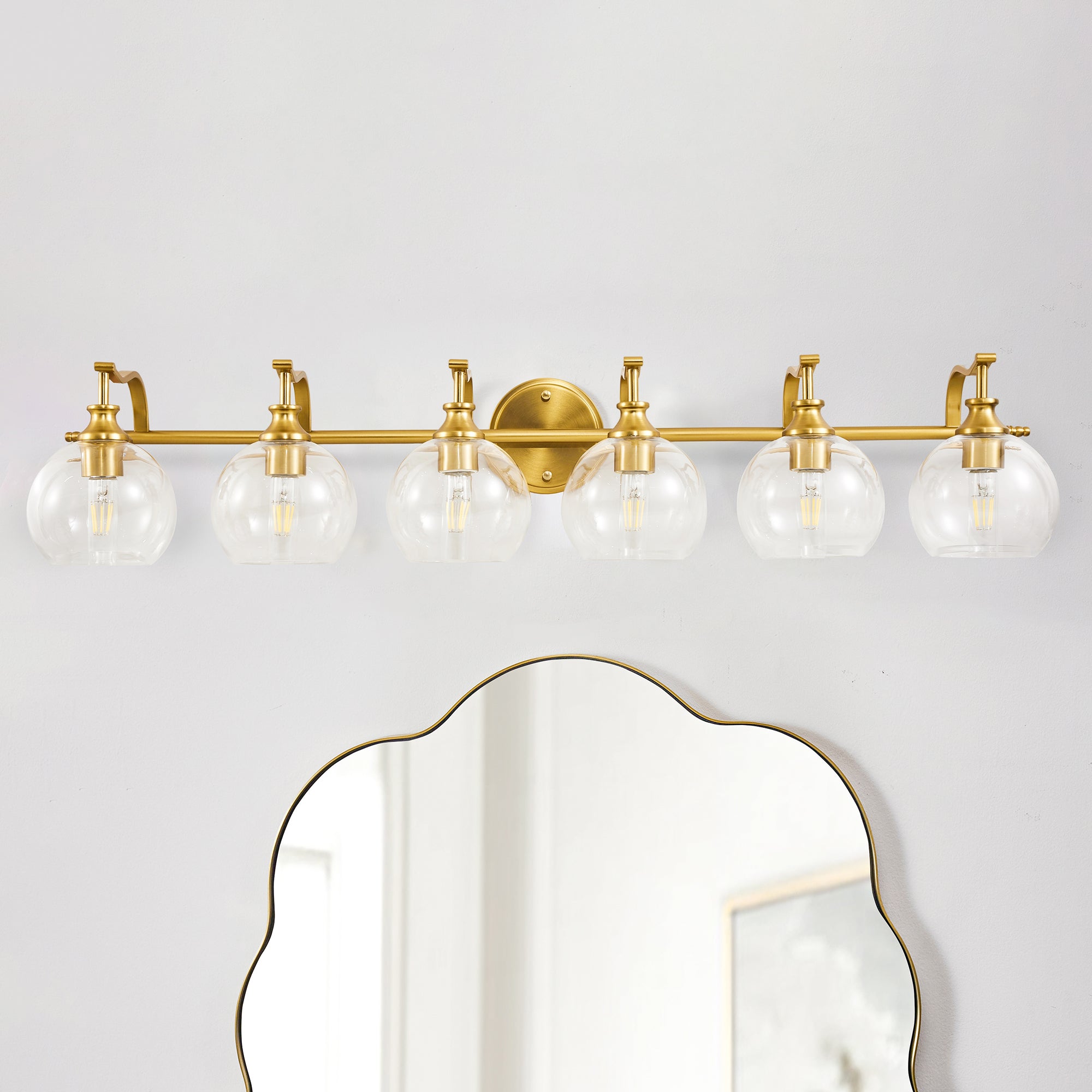 Modern Clear Globe Glass Shade Metal Crank Frame Bathroom Sconces