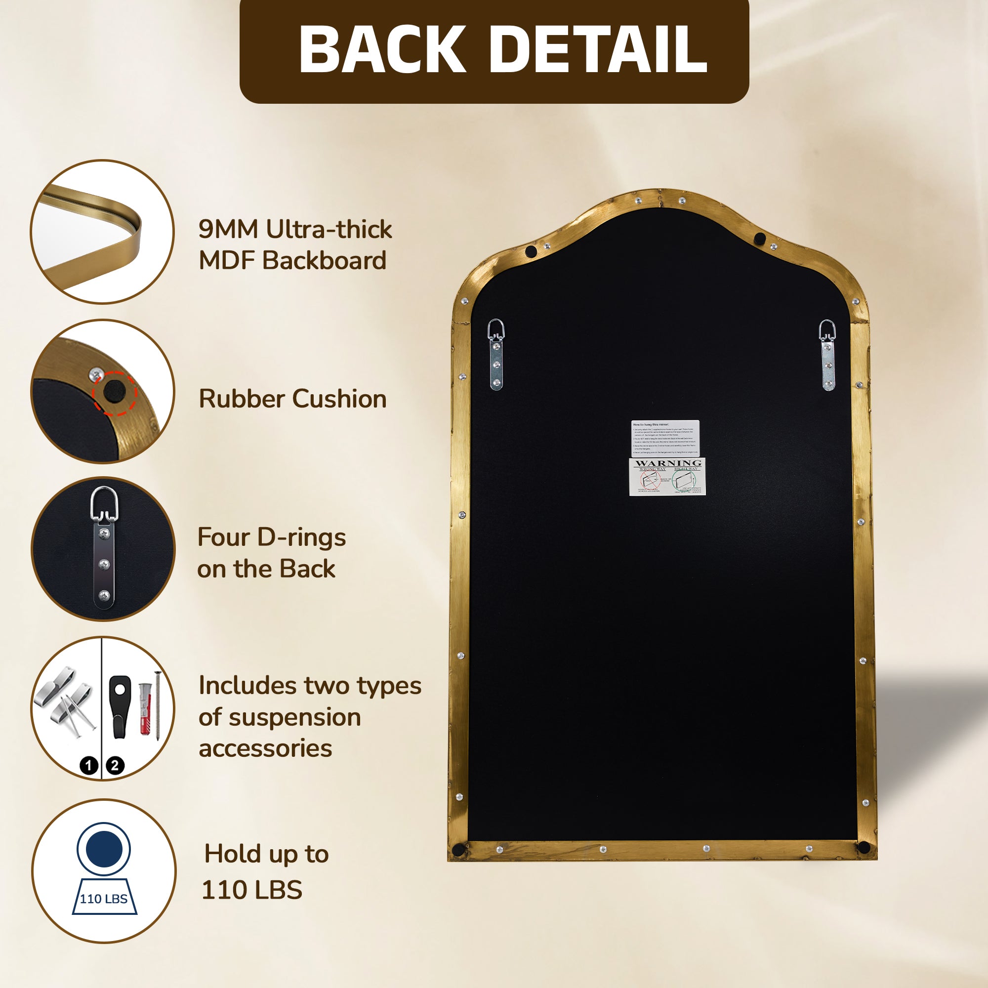 Contemporary Arch Top Curved Arched Bathroom Vanity Mirror | Stainless Steel Frame