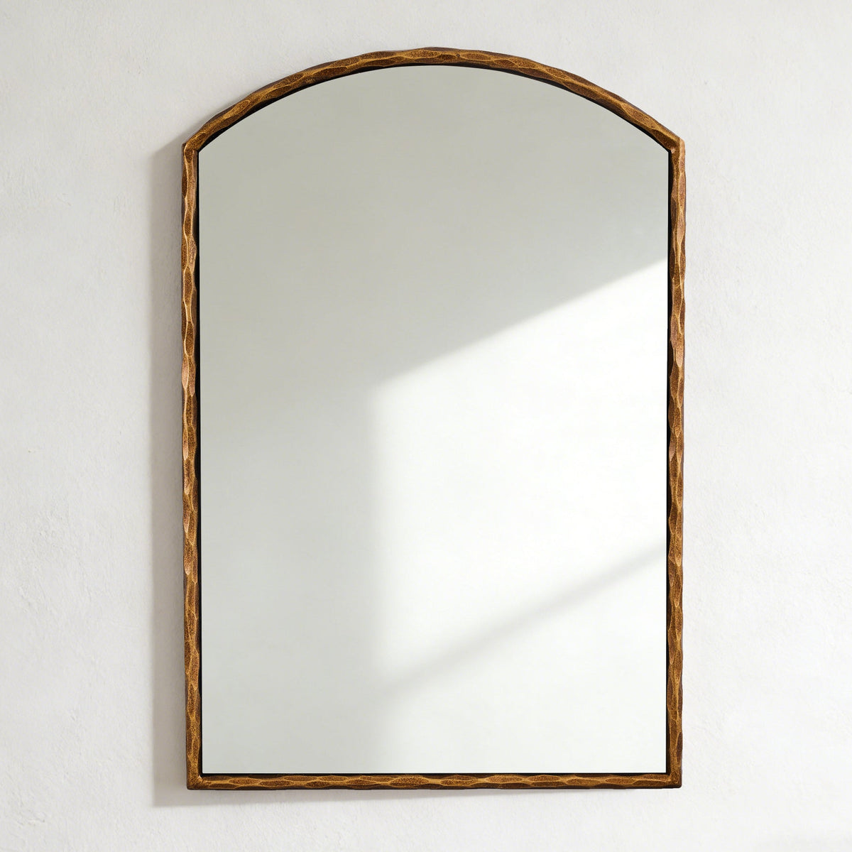 Vintage Hand-Forged Arched Top Mirror Hammered Wrought Iron Wall Mirror