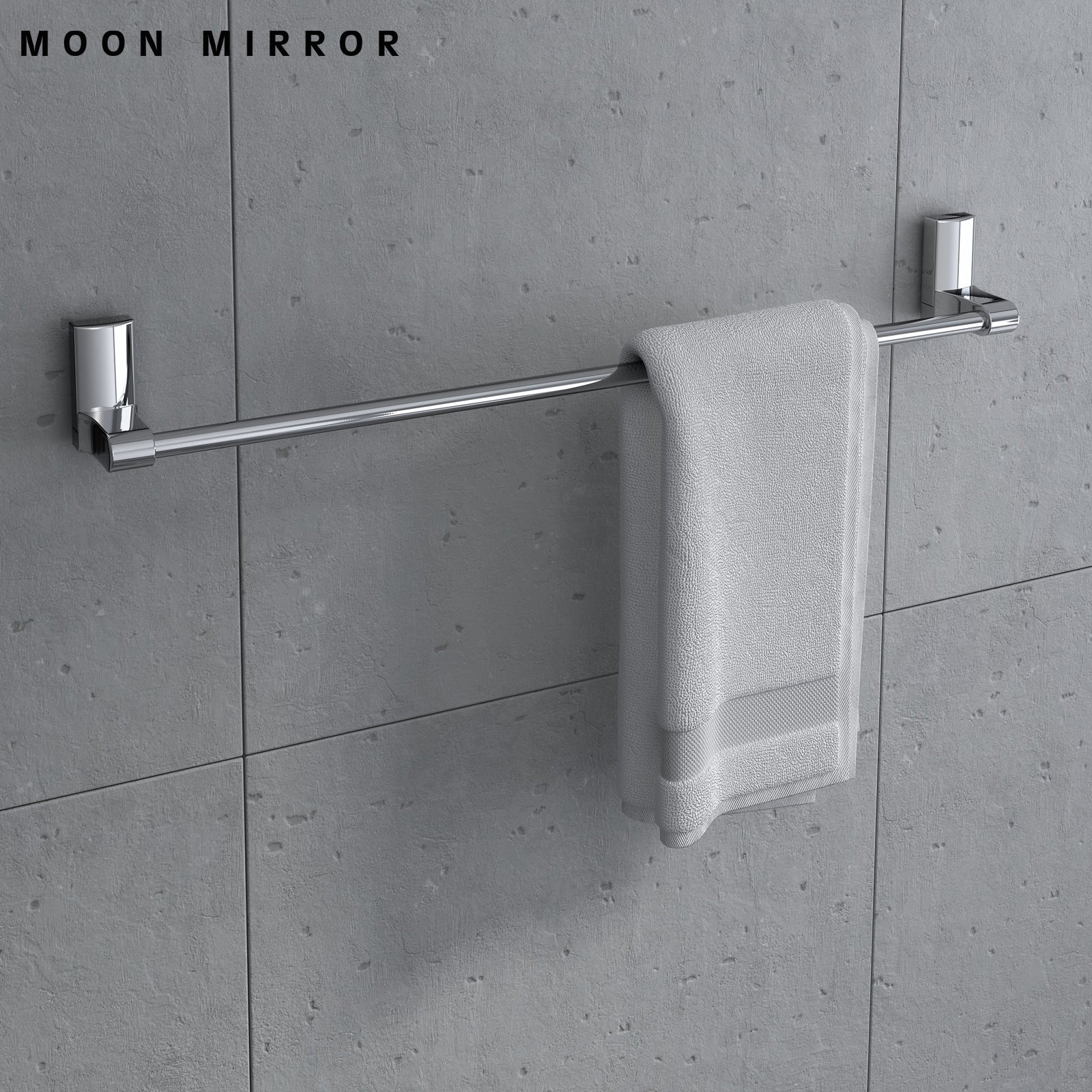 MOON MIRROR 304 Stainless Steel Thicken Towel Rack Chrome Bathroom Towel Bar Wall Mount