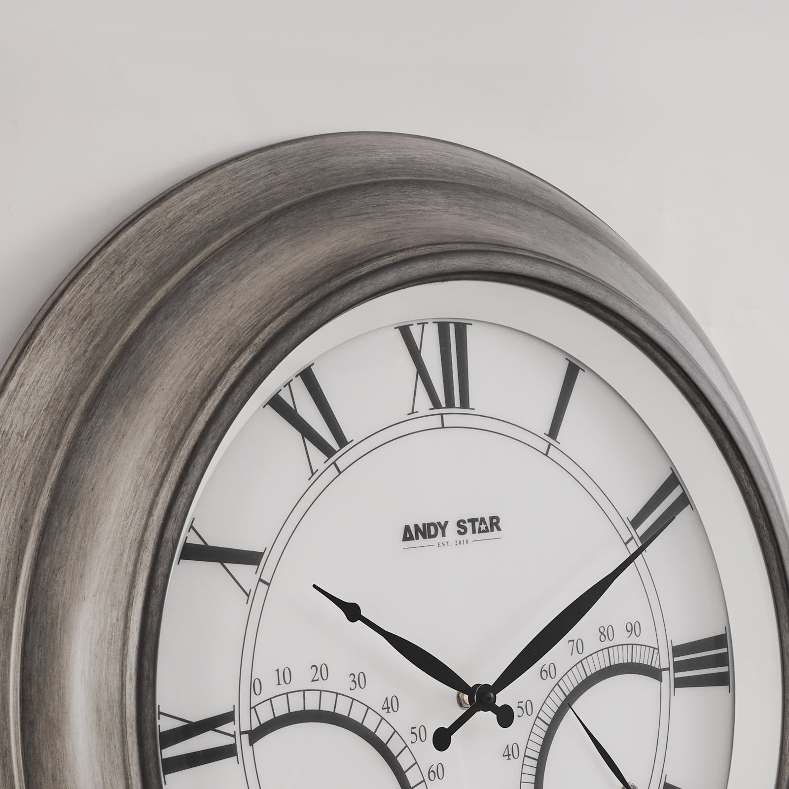 Oak Large Outdoor Wall Clock with Thermometer Waterproof Illuminated,24 Inch