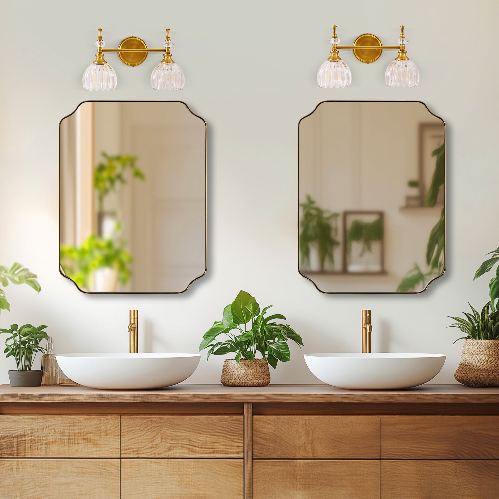 Contemporary Bathroom Vanity Light Fixtures with Tulip Glass Shade Sconces for Bath,Bedroom, Hallway