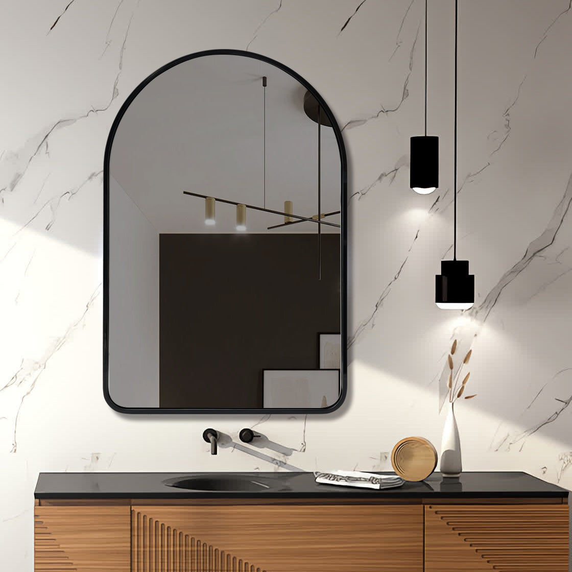 Bold Metal Framed Arched Wall Mirrors for Bathroom/ Living Room/Entry