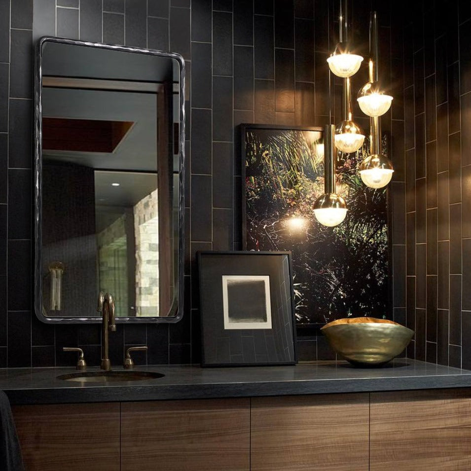 Vintage Hand Hammer Frame  Forged Iron Rectangle Wall Mirrors Wrought Iron Mirror