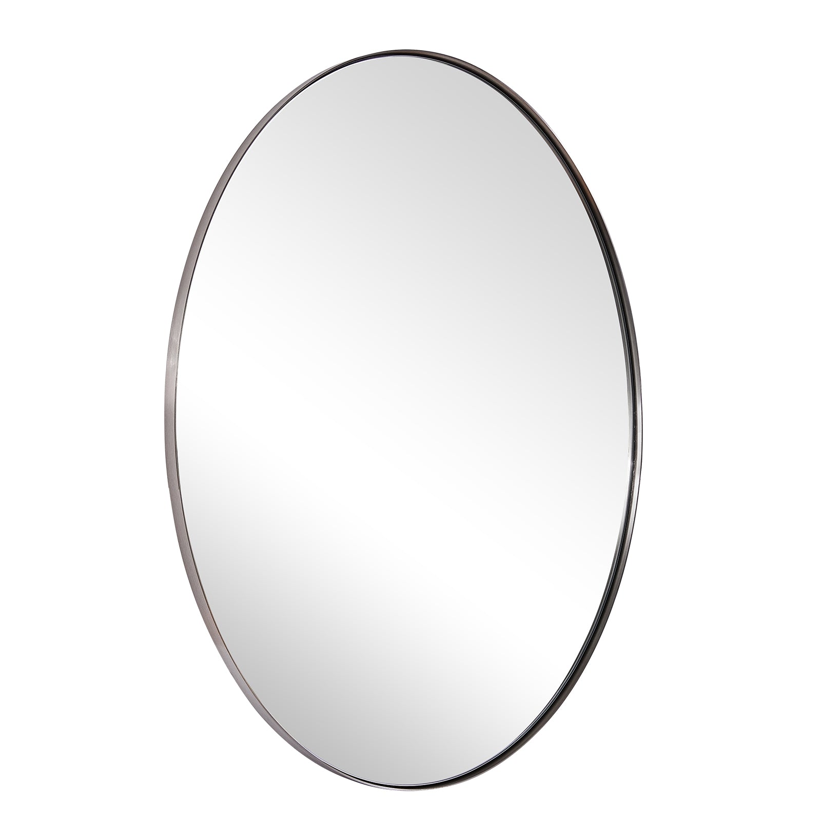 Open Box Like New: Modern Oval Wall Mounted Mirror for Bathroom Living Room | Stainless Steel Framed