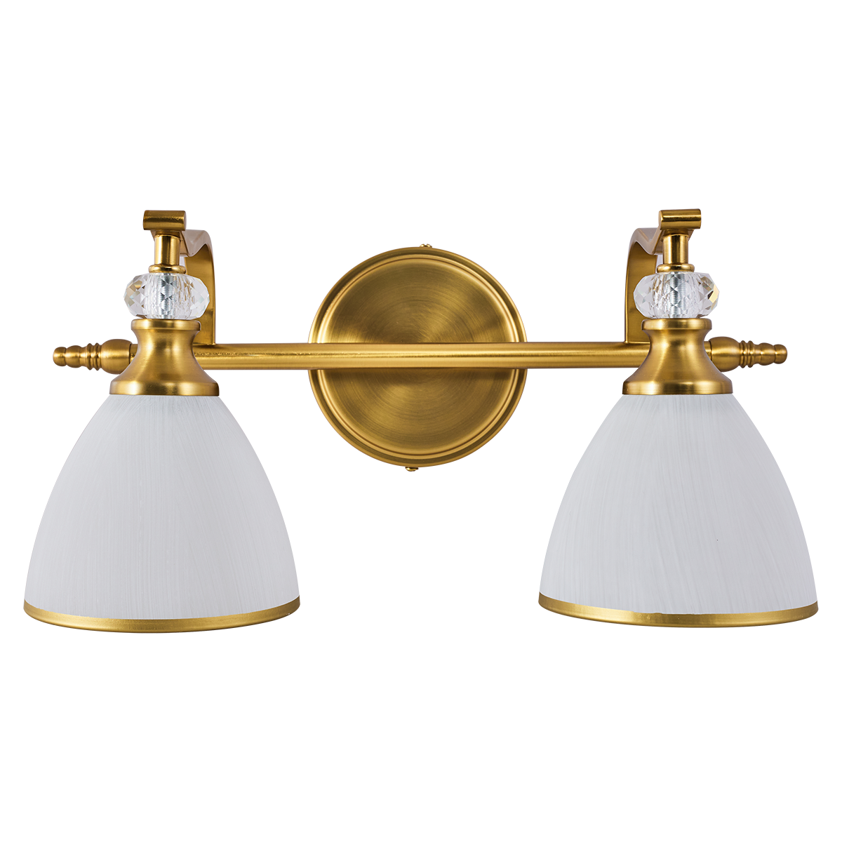 Artistical Metal Crank Frame White Frosted Trumpet Shade Bathroom Sconces