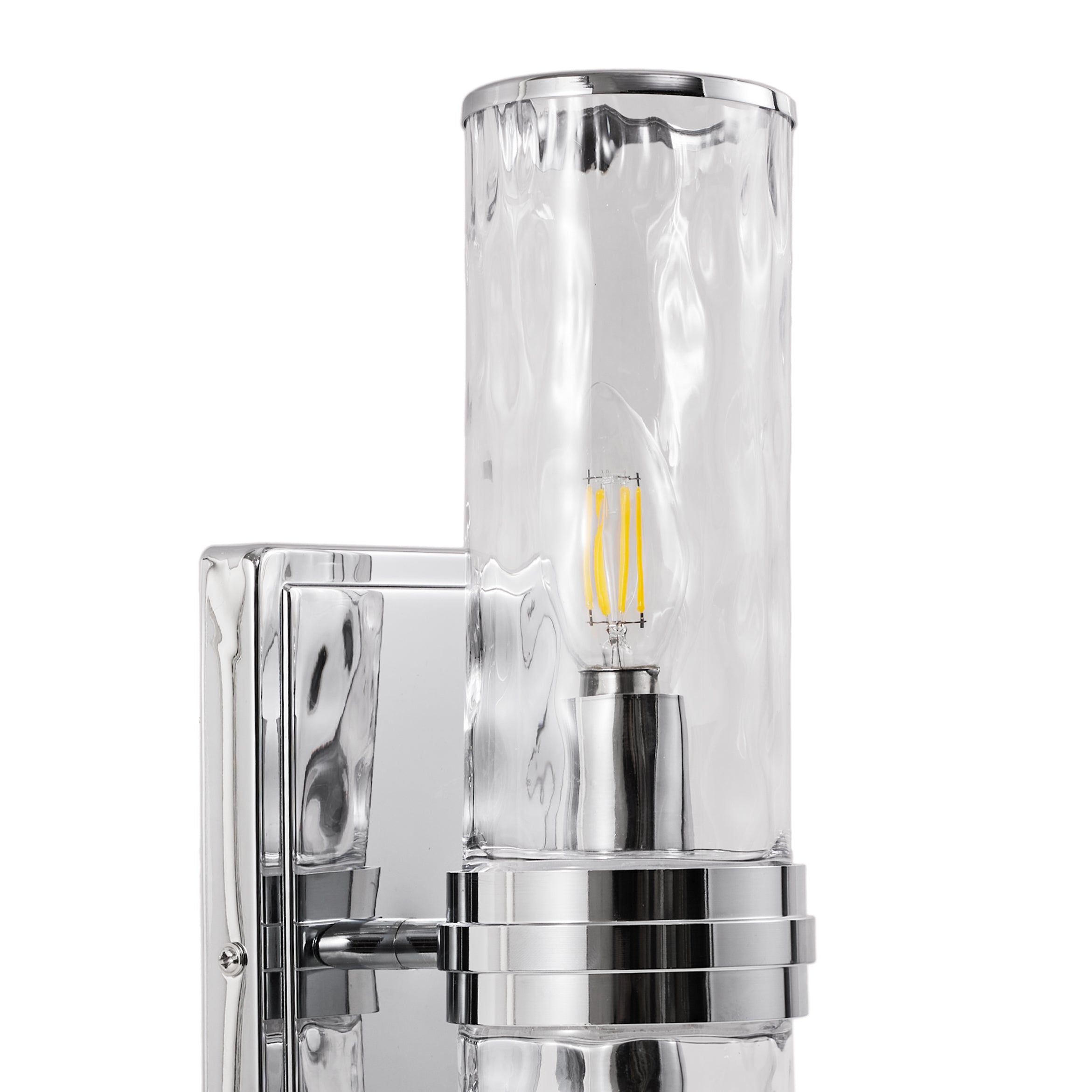 Elegant Hammer Glass Double-Cylinder Shade Wall Sconce Bathroom Light Fixture