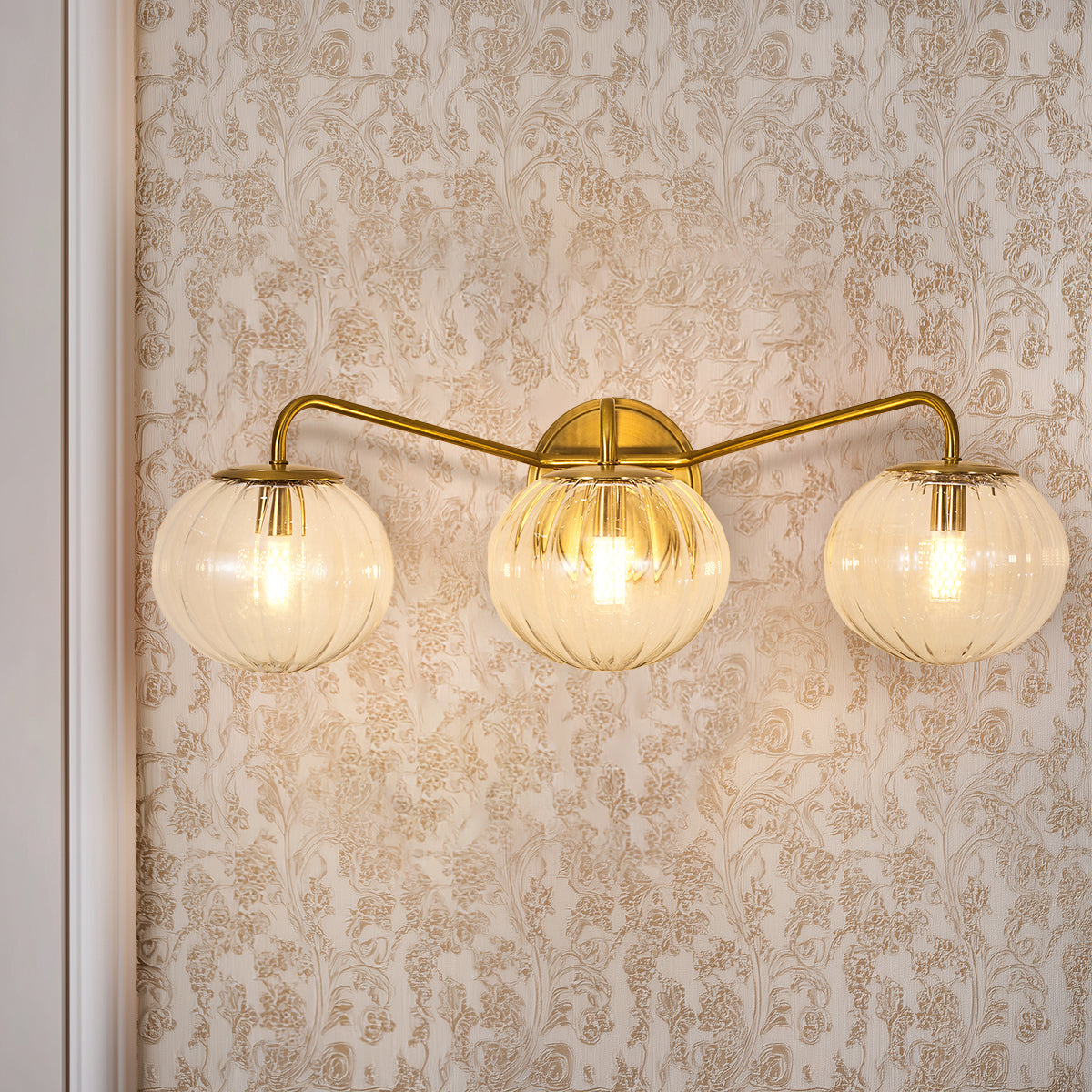 Contemporary Pumpkin Clear Glass Shades Bathroom Wall Sconce