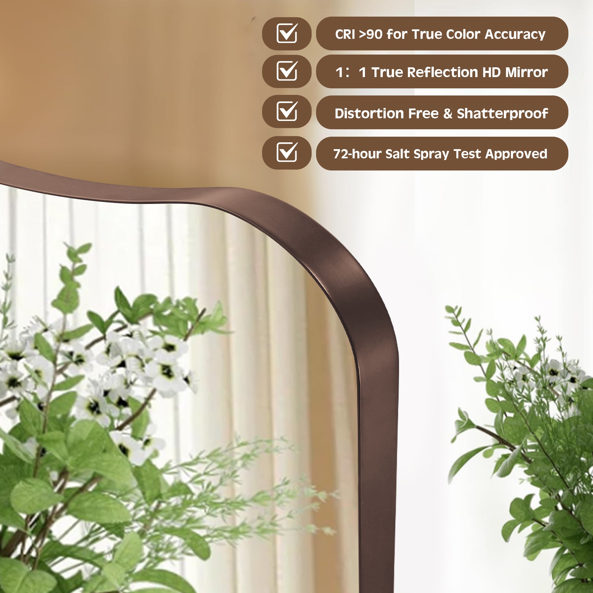 Contemporary Concave Scalloped Irregular Wall Mirror for Bathroom |Stainless Steel Frame