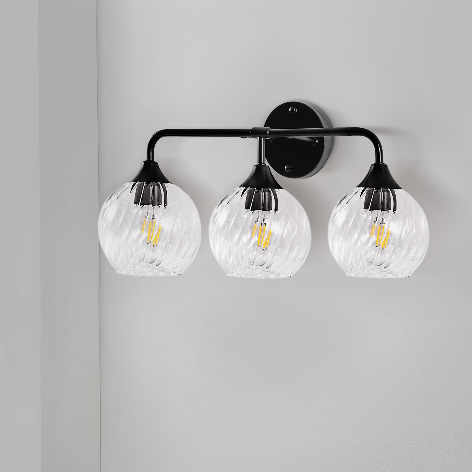 Striped Spiral Glass Globe Shade Wall Sconce Vanity Lights