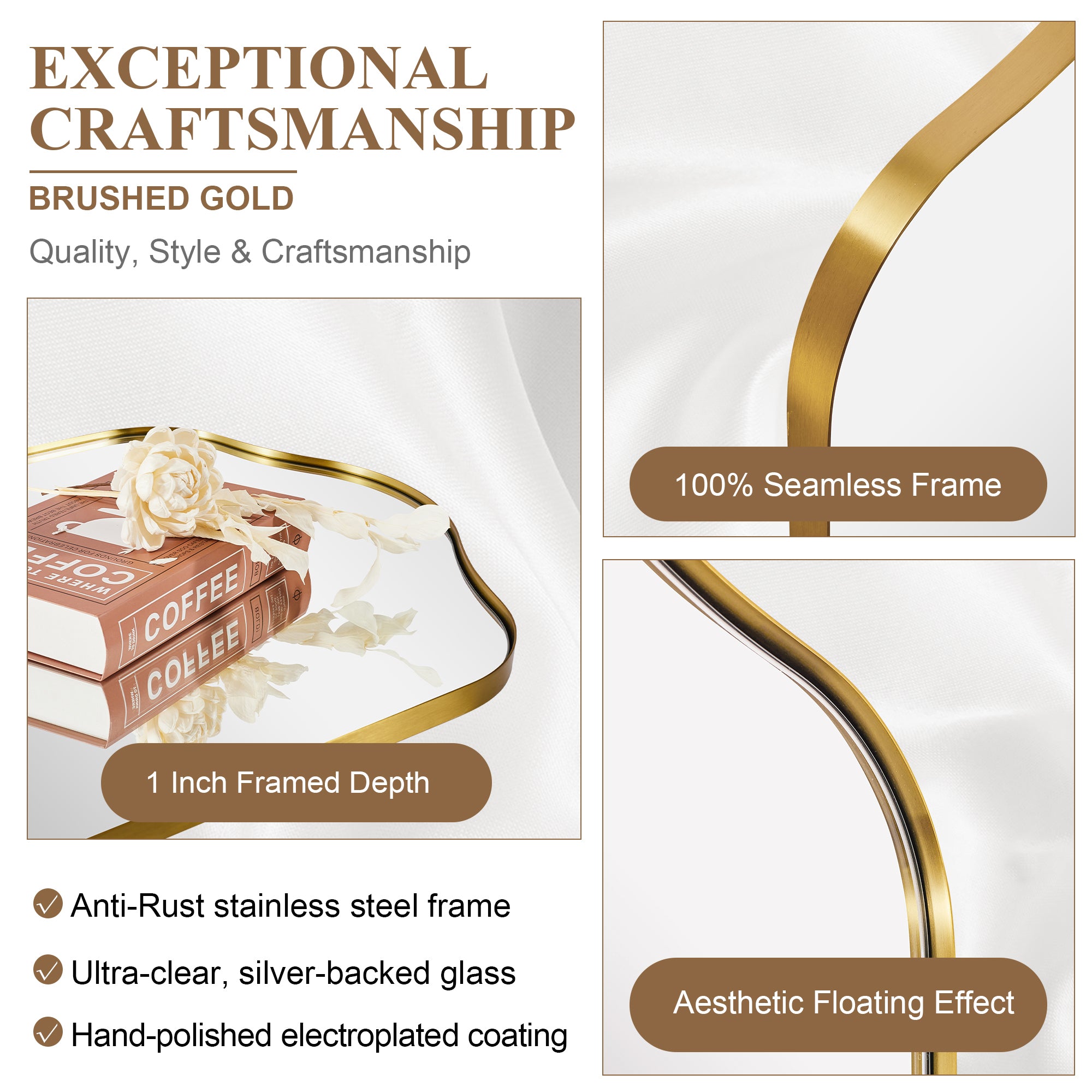 Open Box Like New:Contemporary Arch Top Curved Arched Bathroom Vanity Mirror