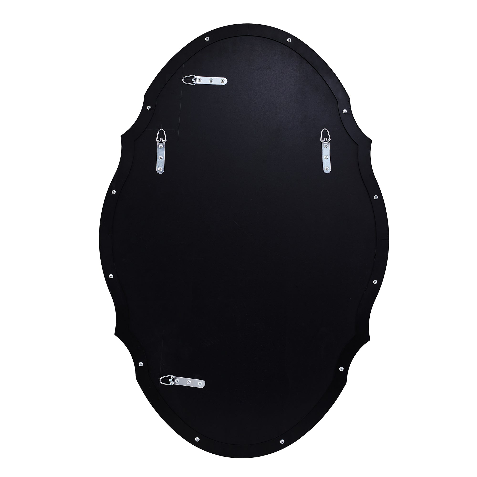 Contemporary Oval Scalloped Wall Mirror Irregular Bathroom Vanity Mirror| Stainless Steel Frame