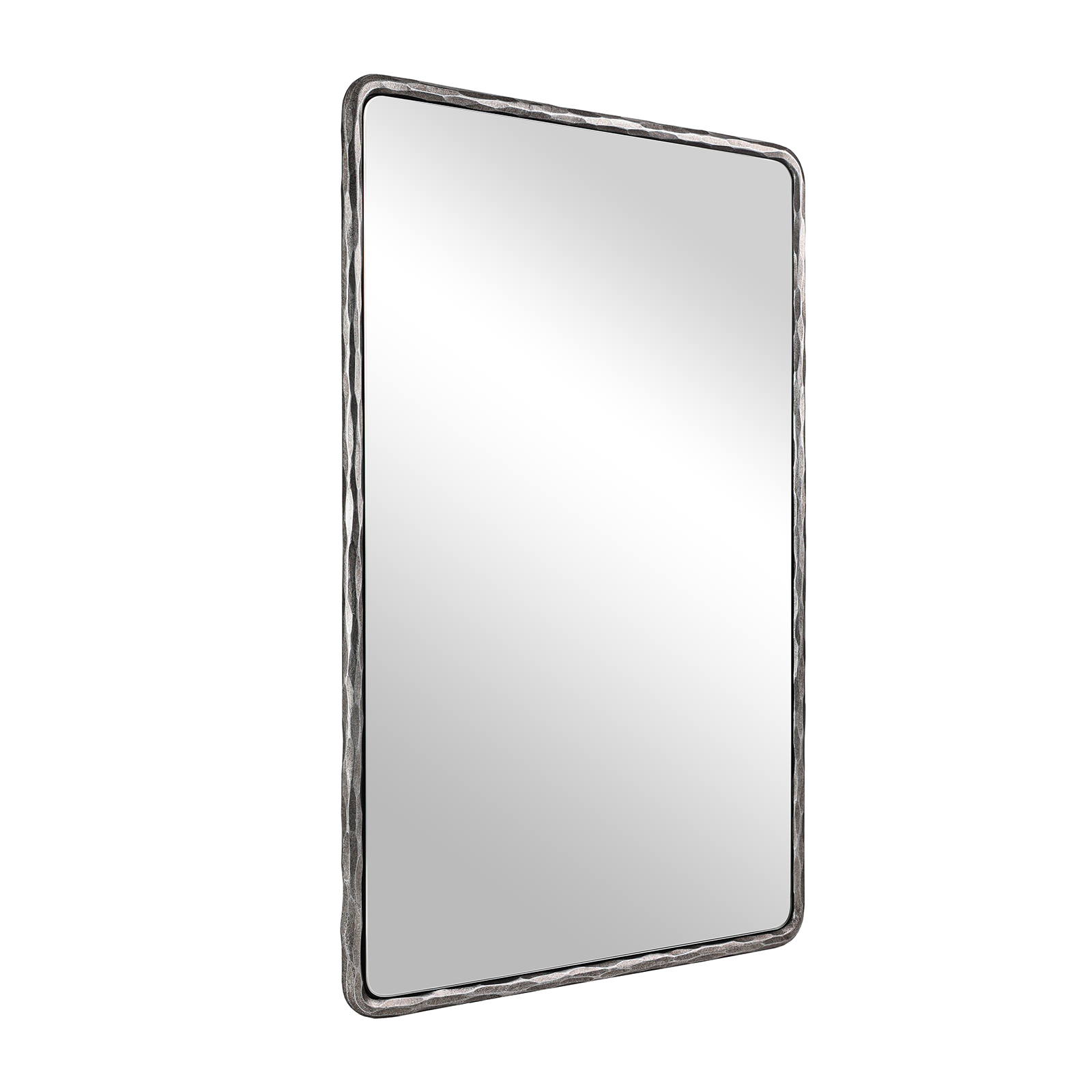 Antique Hand Hammer Frame Forged Iron Rectangle Wall Mirrors Wrought Iron Mirror