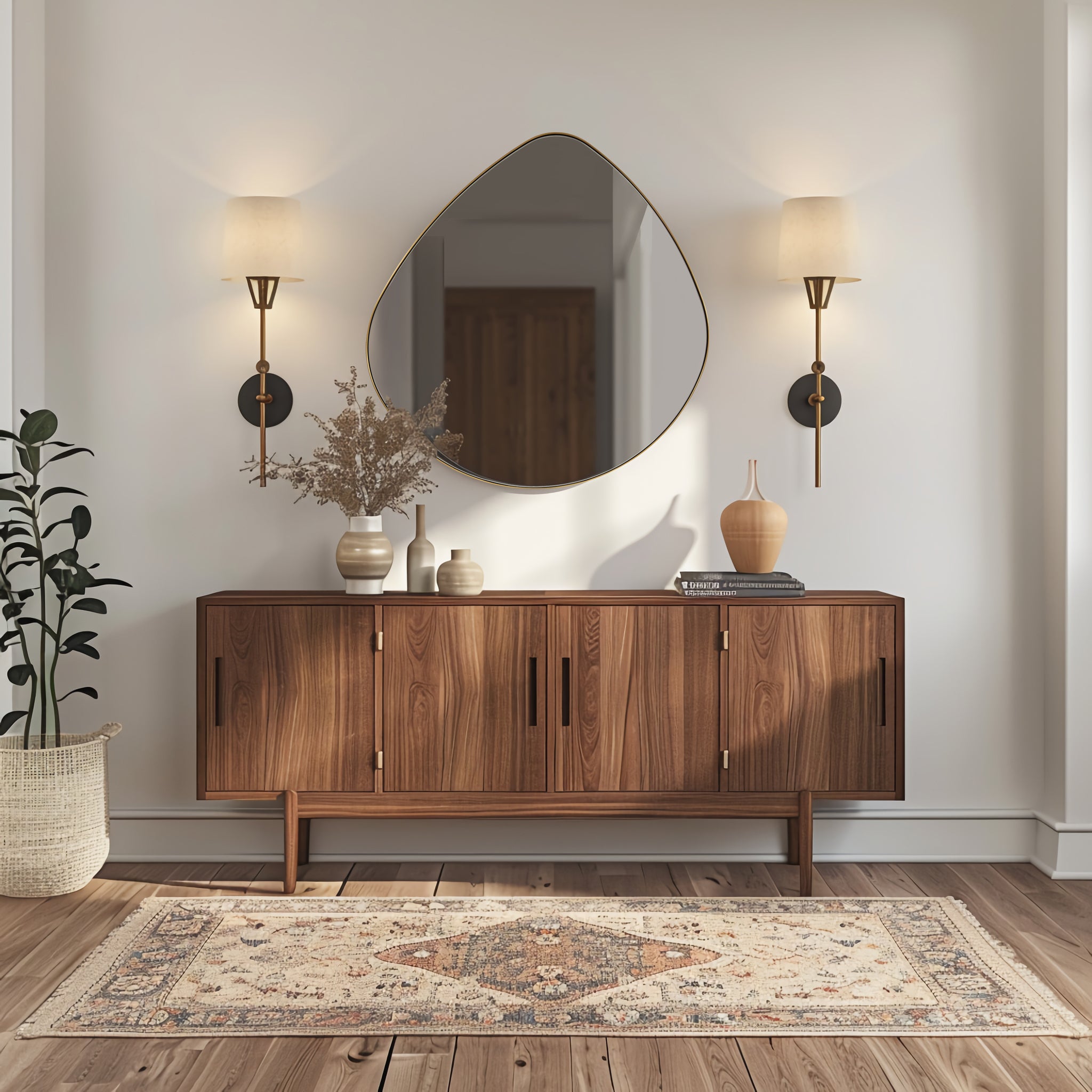 Asymmetrical Teardrop Mirror Irregular Bathroom Mirrors Gold |Stainless Steel Frame