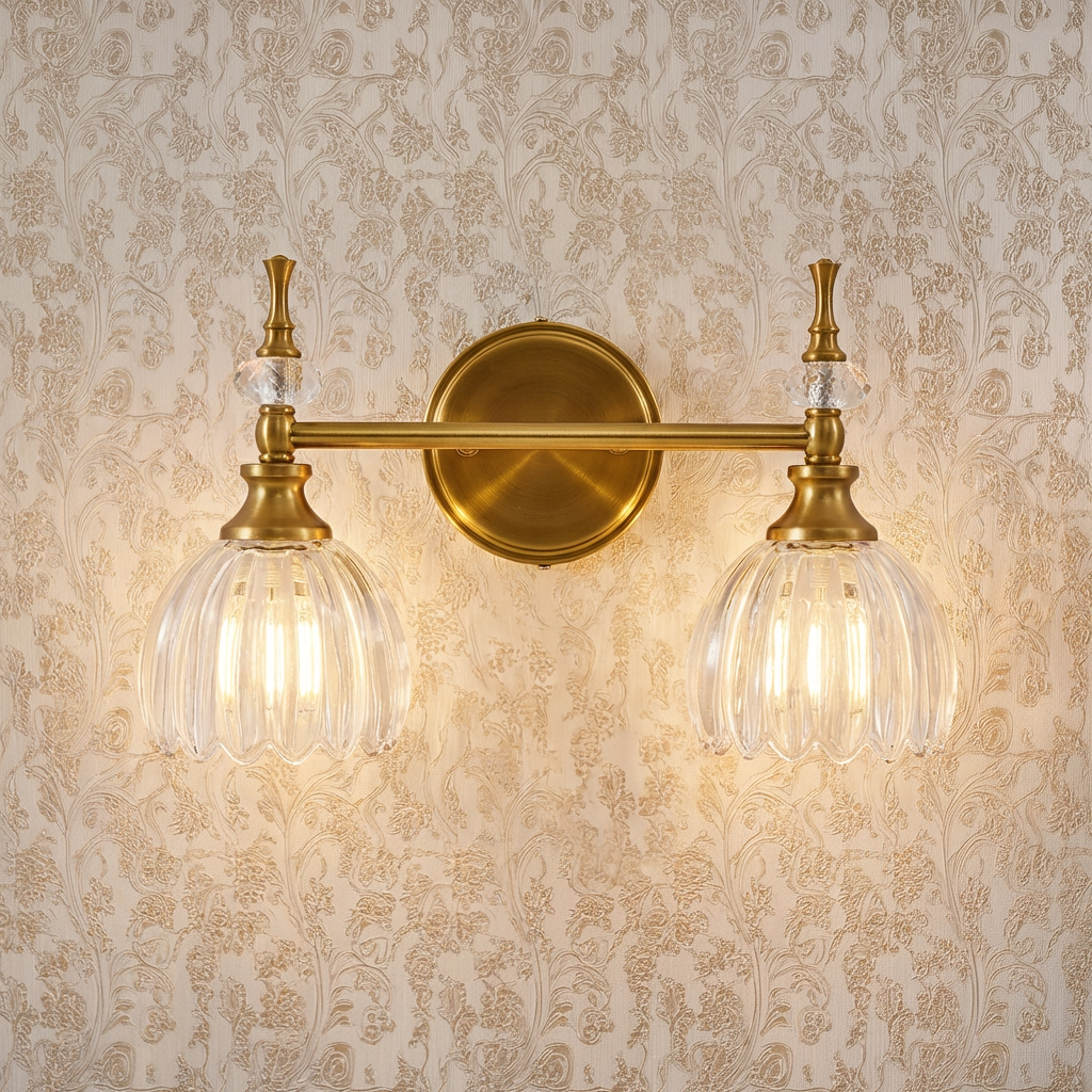 Contemporary Bathroom Vanity Light Fixtures with Tulip Glass Shade Sconces for Bath,Bedroom, Hallway