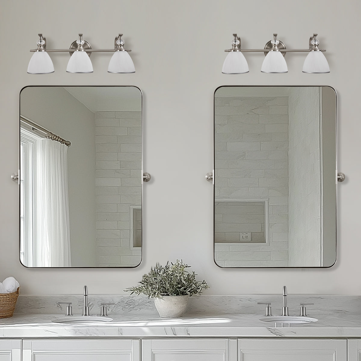 Open Box Like New: Tilting Rectangular Pivot Mirror for Bathroom | Stainless Steel Frame