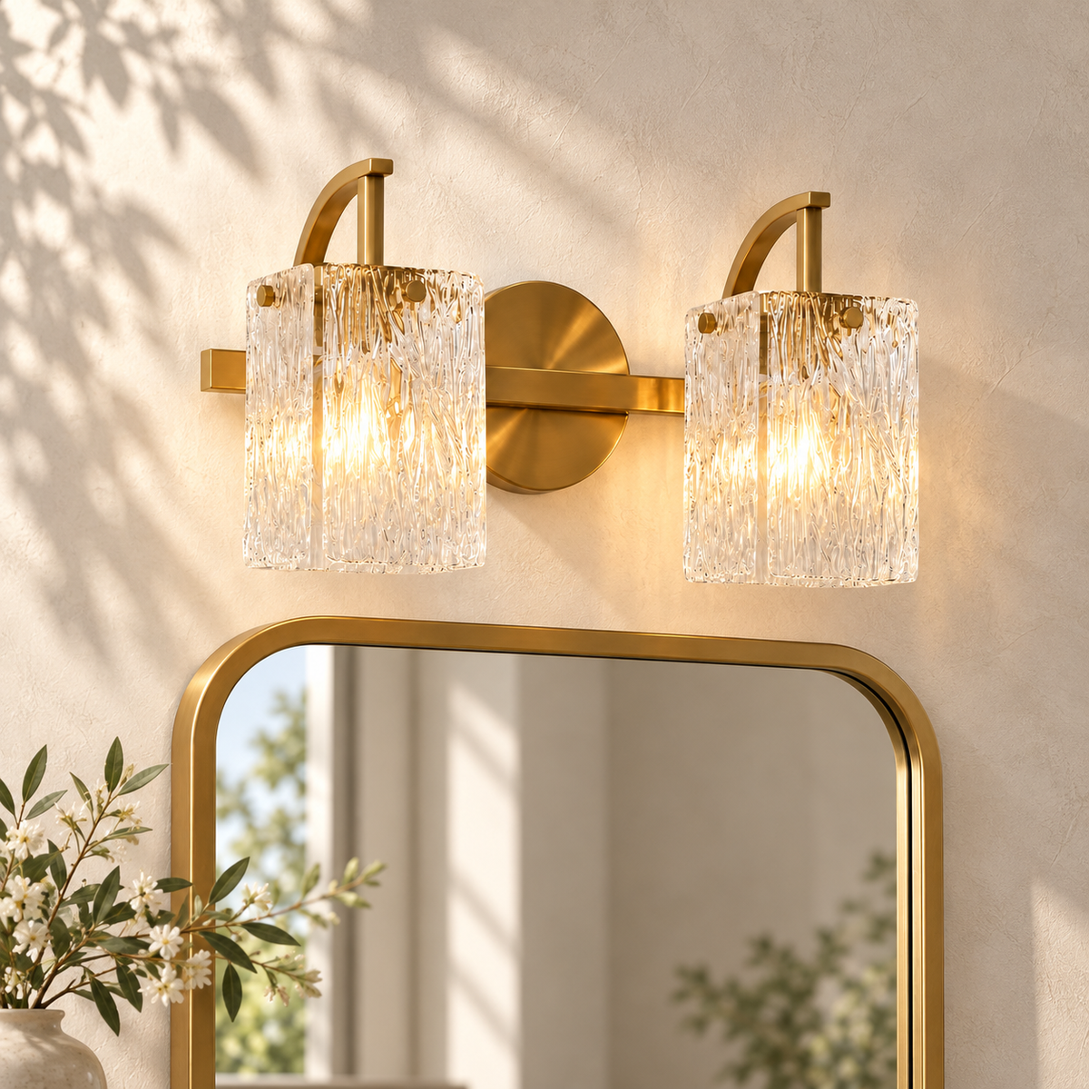 Luxury Textured Glass Shade Bathroom Vanity Light