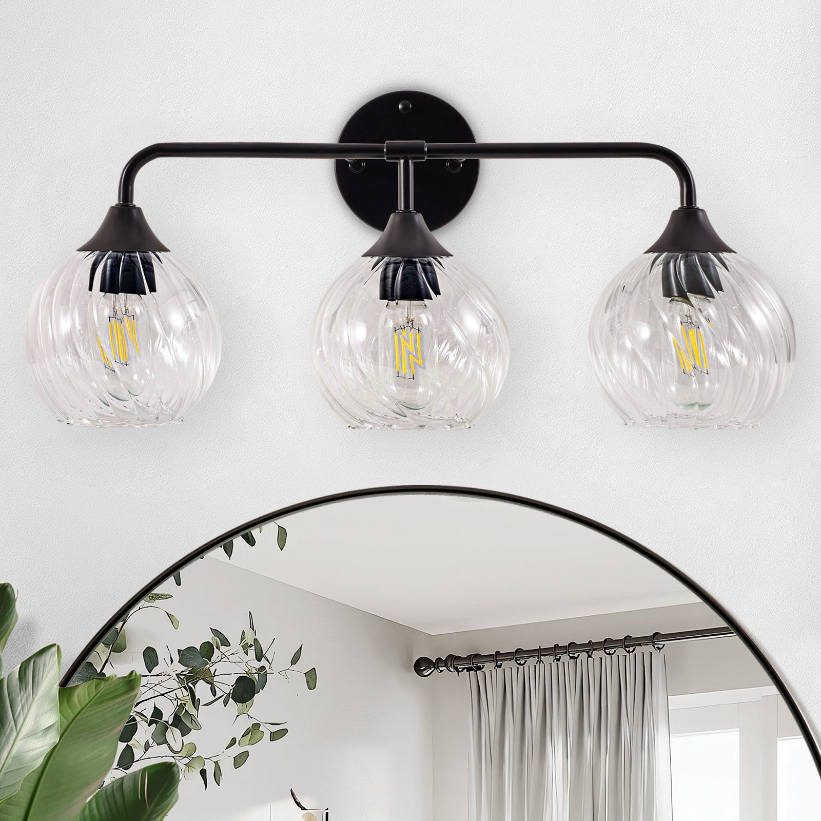 Striped Spiral Glass Globe Shade Wall Sconce Vanity Lights