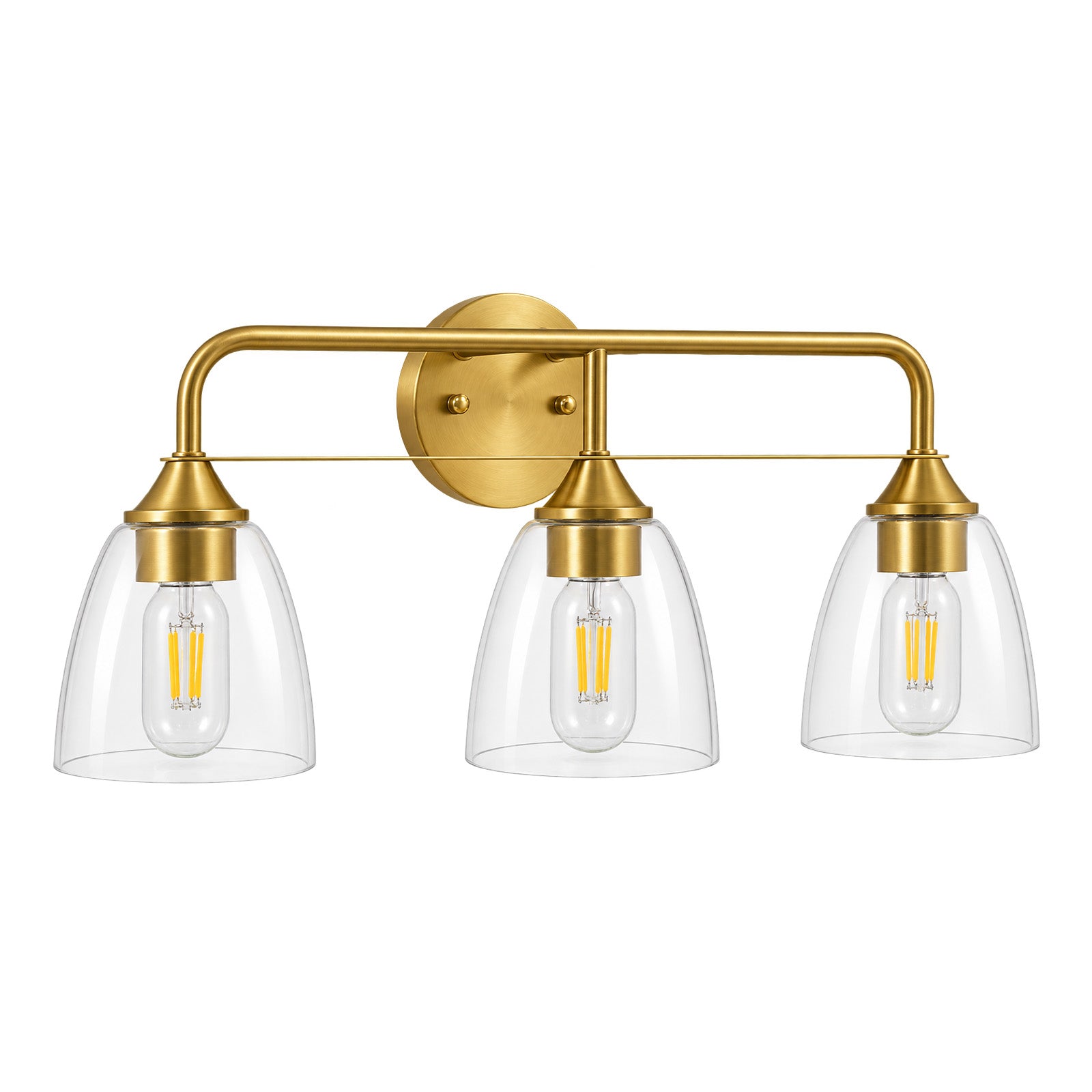 Modern Clear Bell Glass Wall Light Dual-Rail Frame Bathroom Vanity Light